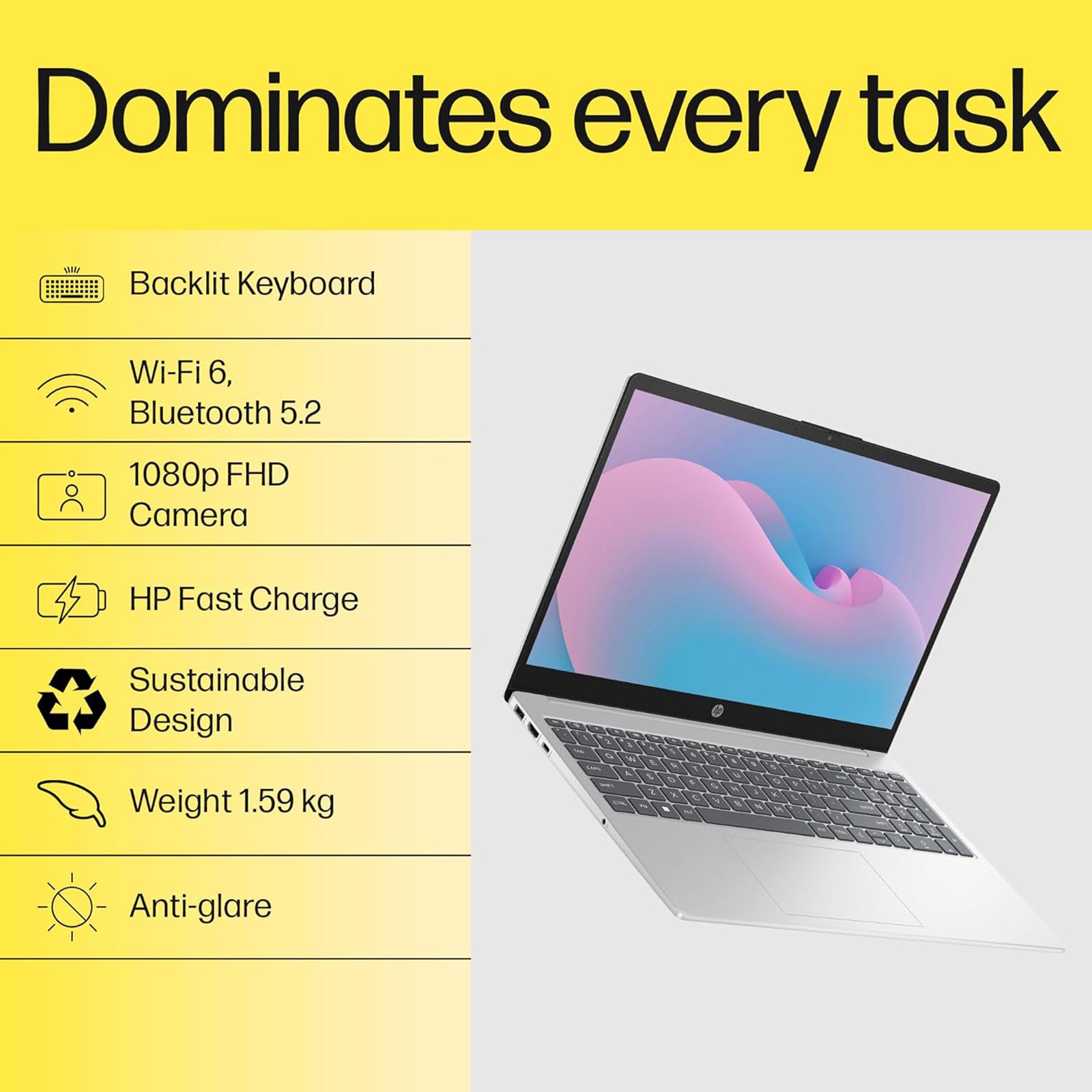 HP 15-fc0156AU AMD Ryzen 5 Thin & Light Laptop (16GB, 512GB SSD, Windows 11 Home, 15.6 inch Full HD Display, MS Office Home 2021, Natural Silver, 1.59 KG)_5