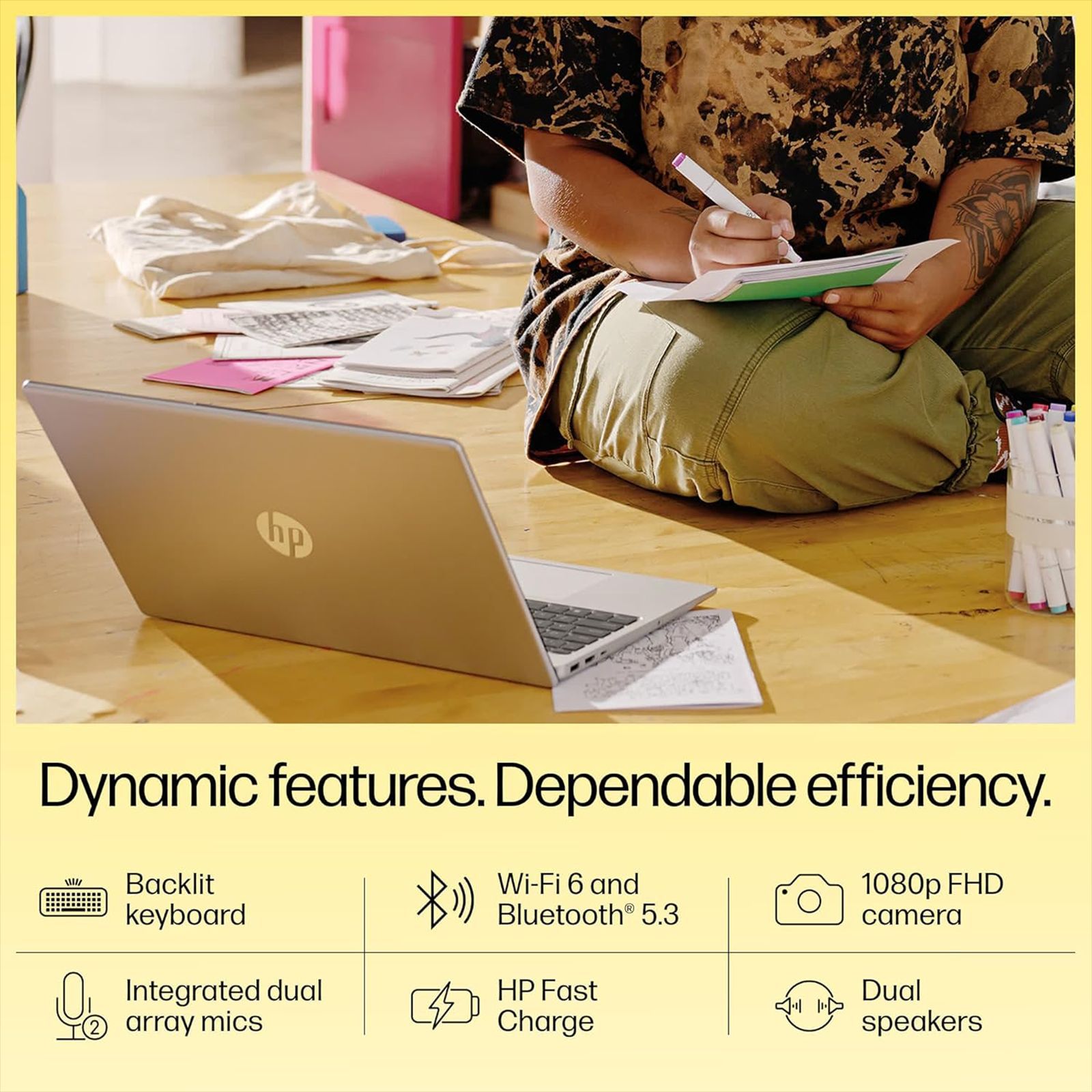 HP 15-fc0156AU AMD Ryzen 5 Thin & Light Laptop (16GB, 512GB SSD, Windows 11 Home, 15.6 inch Full HD Display, MS Office Home 2021, Natural Silver, 1.59 KG)_8