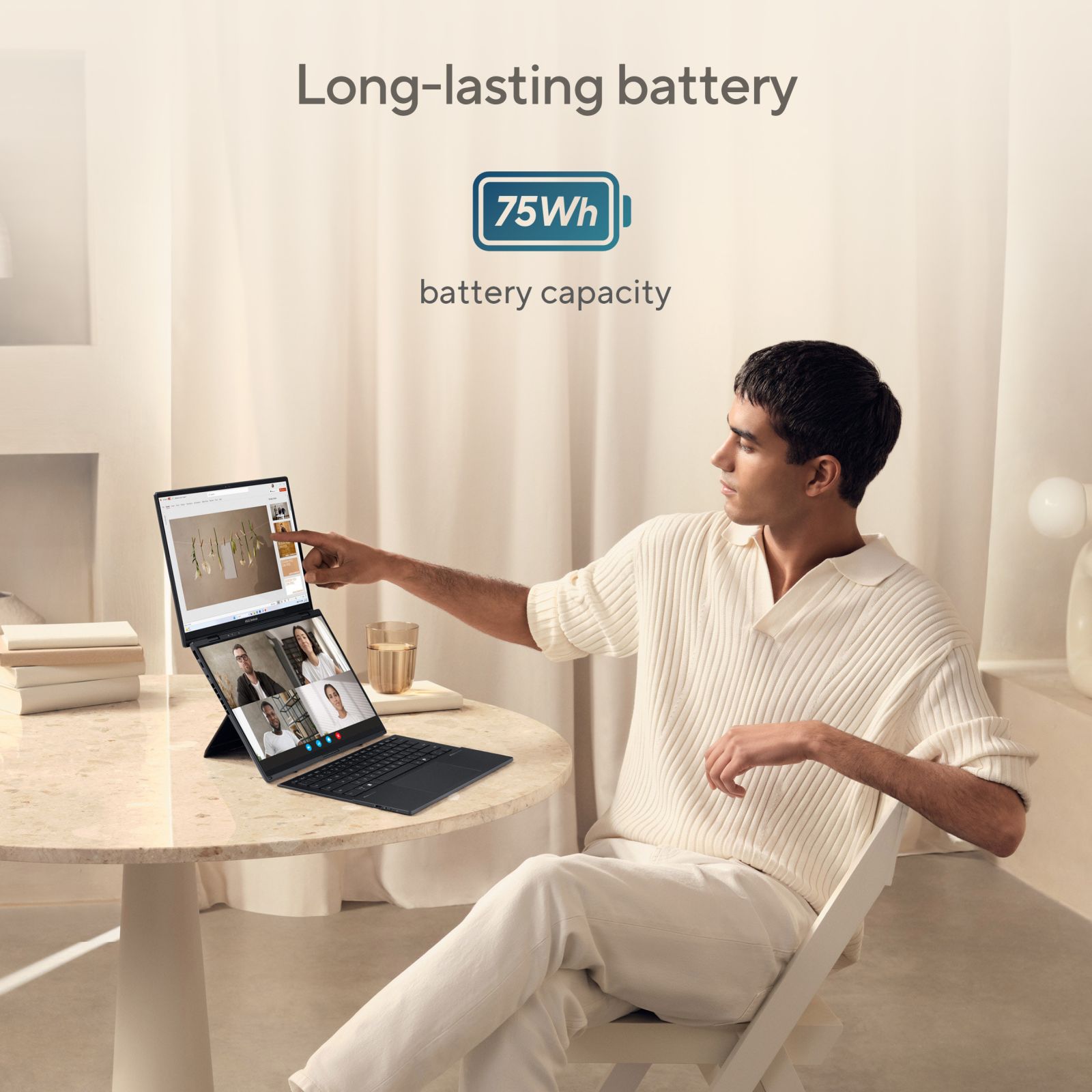 ASUS Zenbook Duo Intel Core Ultra 9 285H Touchscreen Laptop (32GB, 1TB SSD, Windows 11 Home, 14 inch OLED Display, MS Office Home 2024, Inkwell Gray, 1.65 KG)_10