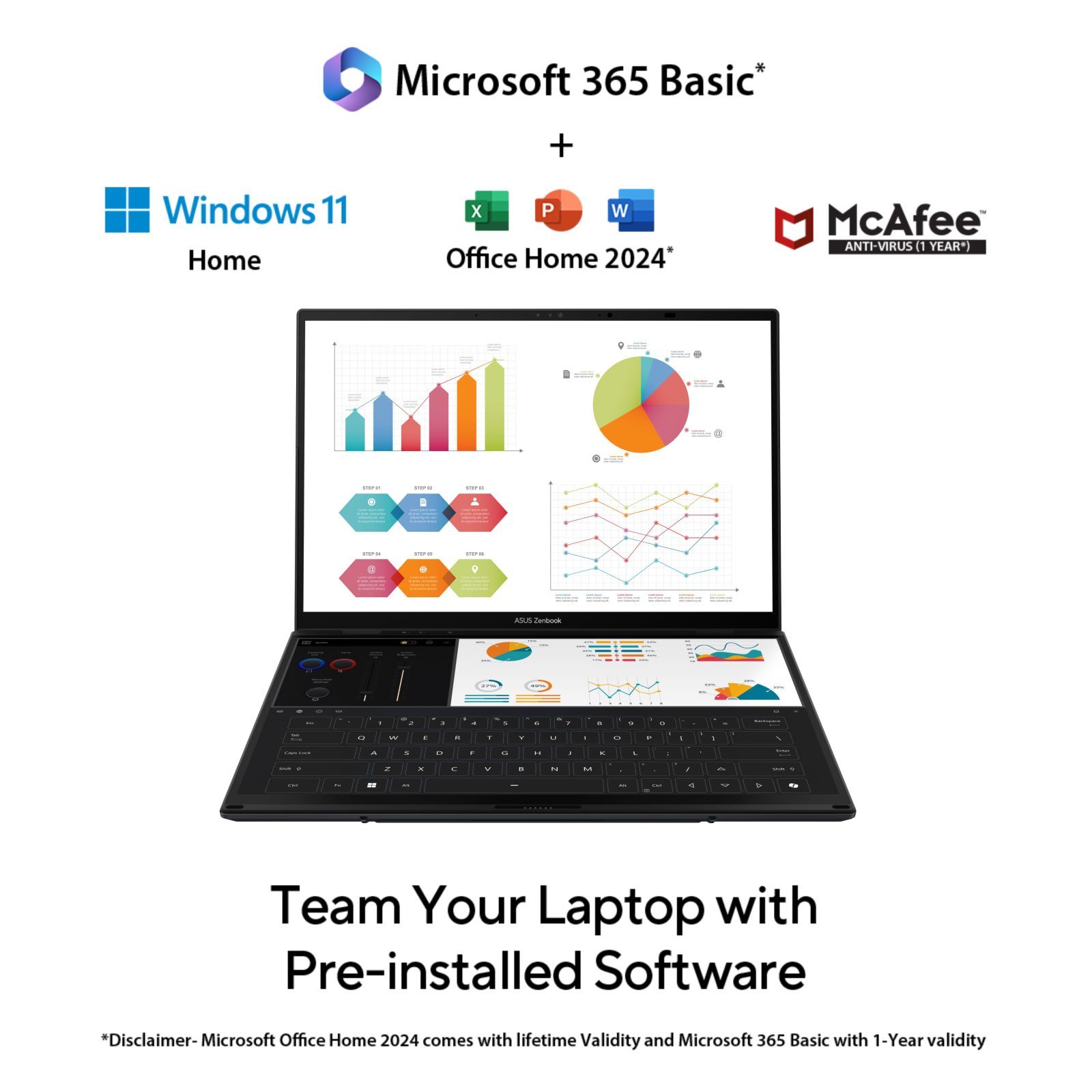 ASUS Zenbook Duo Intel Core Ultra 9 285H Touchscreen Laptop (32GB, 1TB SSD, Windows 11 Home, 14 inch OLED Display, MS Office Home 2024, Inkwell Gray, 1.65 KG)_11