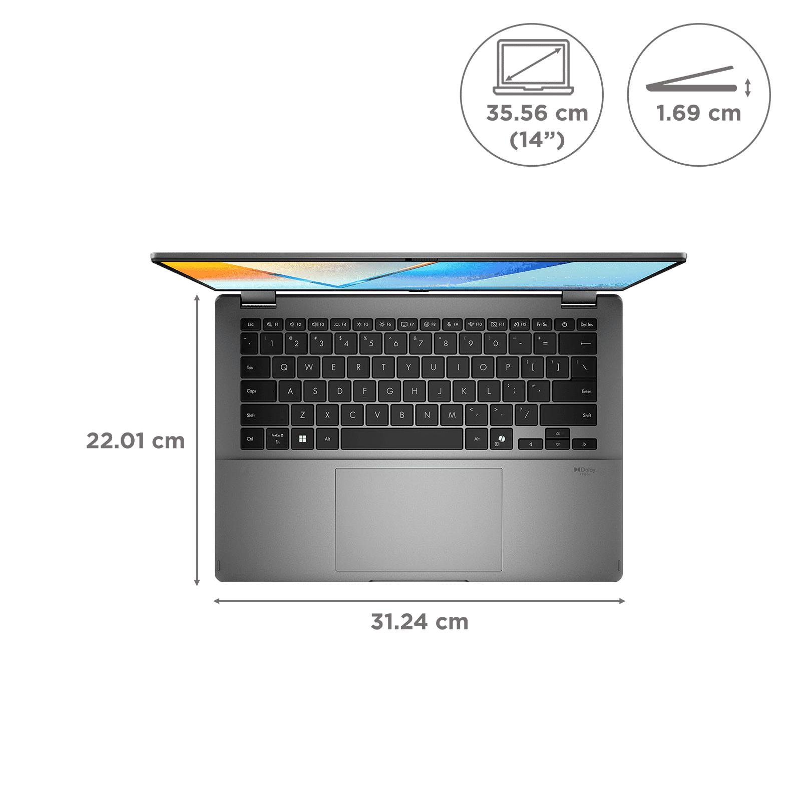 ASUS Vivobook 1 Flip Intel Core Ultra 7 256V Touchscreen 2-in-1 Laptop (16GB, 512GB SSD, Windows 11 Home, 14 inch OLED Display, MS Office Home 2024, Matte Gray, 1.57 KG)_2