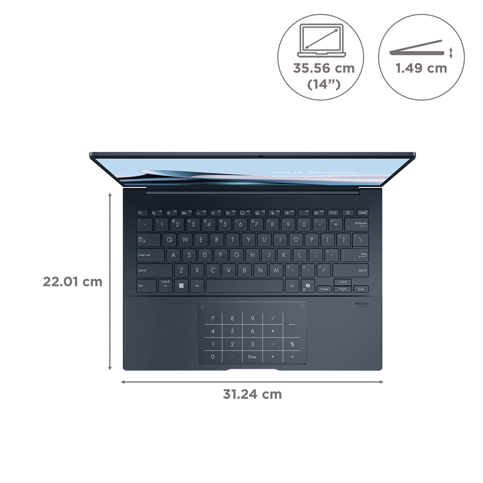 ASUS Zenbook 1 Intel Core Ultra 9 285H Touchscreen Notebook Laptop (32GB, 1TB SSD, Windows 11 Home, 14 inch OLED Display, MS Office 2024, Ponder Blue, 1.28 KG)_2