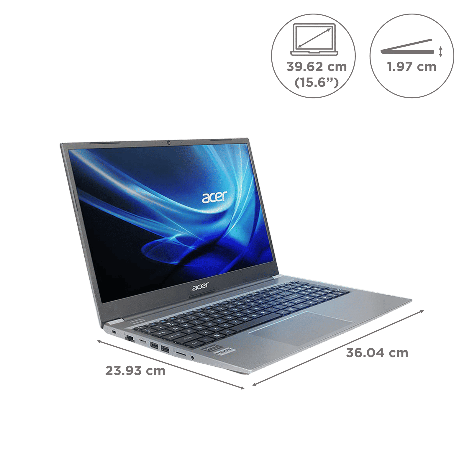 acer Aspire Lite AL15-41 AMD Ryzen 5 7430U Thin & Light Laptop (16GB, 512GB SSD, Windows 11 Home, 15.6 inch Full HD TN Display, MS Office Home & Student 2021, Steel Grey, 1.59 KG)_2