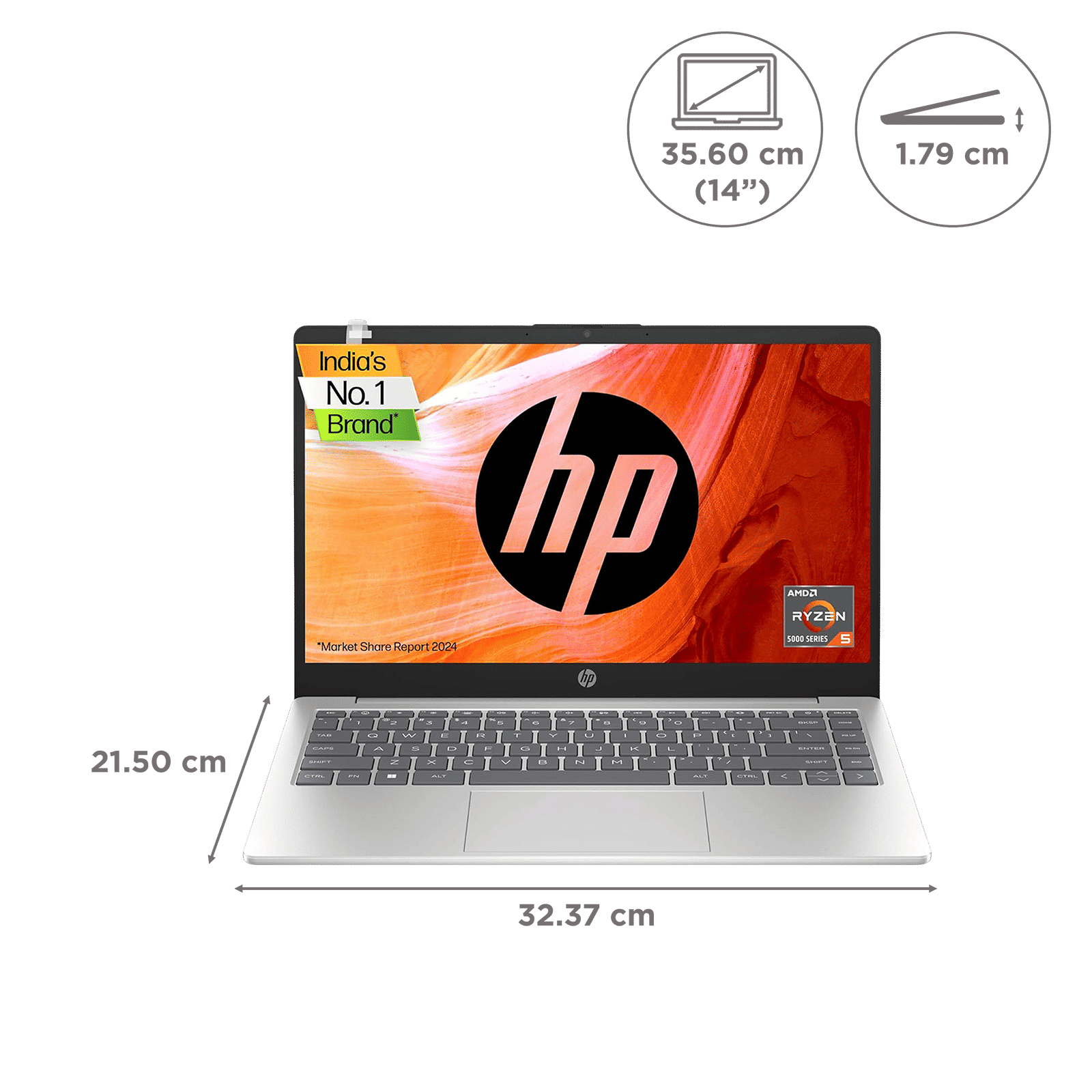 HP 14-em0214AU AMD Ryzen 5 Thin & Light Laptop (16GB, 512GB SSD, Windows 11 Home, 14 inch Full HD Display, Natural Silver, 1.4 KG) HP 14-em0214AU AMD Ryzen 5 Thin & Light Laptop (16GB, 512GB SSD, Windows 11 Home, 14 inch Full HD Display, Natural Silver, 1.4 KG)_2