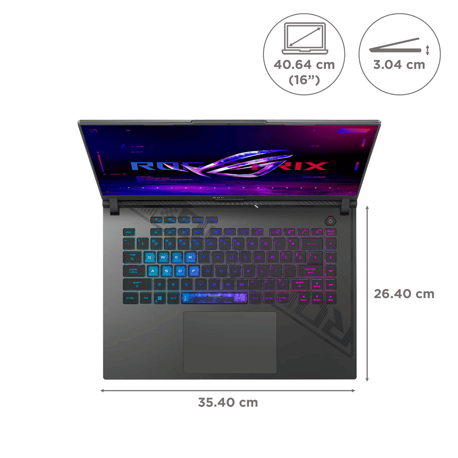 ASUS ROG Strix G16 Intel Core i9 13th Gen Gaming Laptop (16GB, 1TB SSD, Windows 11 Home, 8GB Graphics, 16 inch 240 Hz QHD Plus WQXGA Display, NVIDIA GeForce RTX 4060, MS Office Home 2024, Eclipse Gray, 2.55 KG)_2