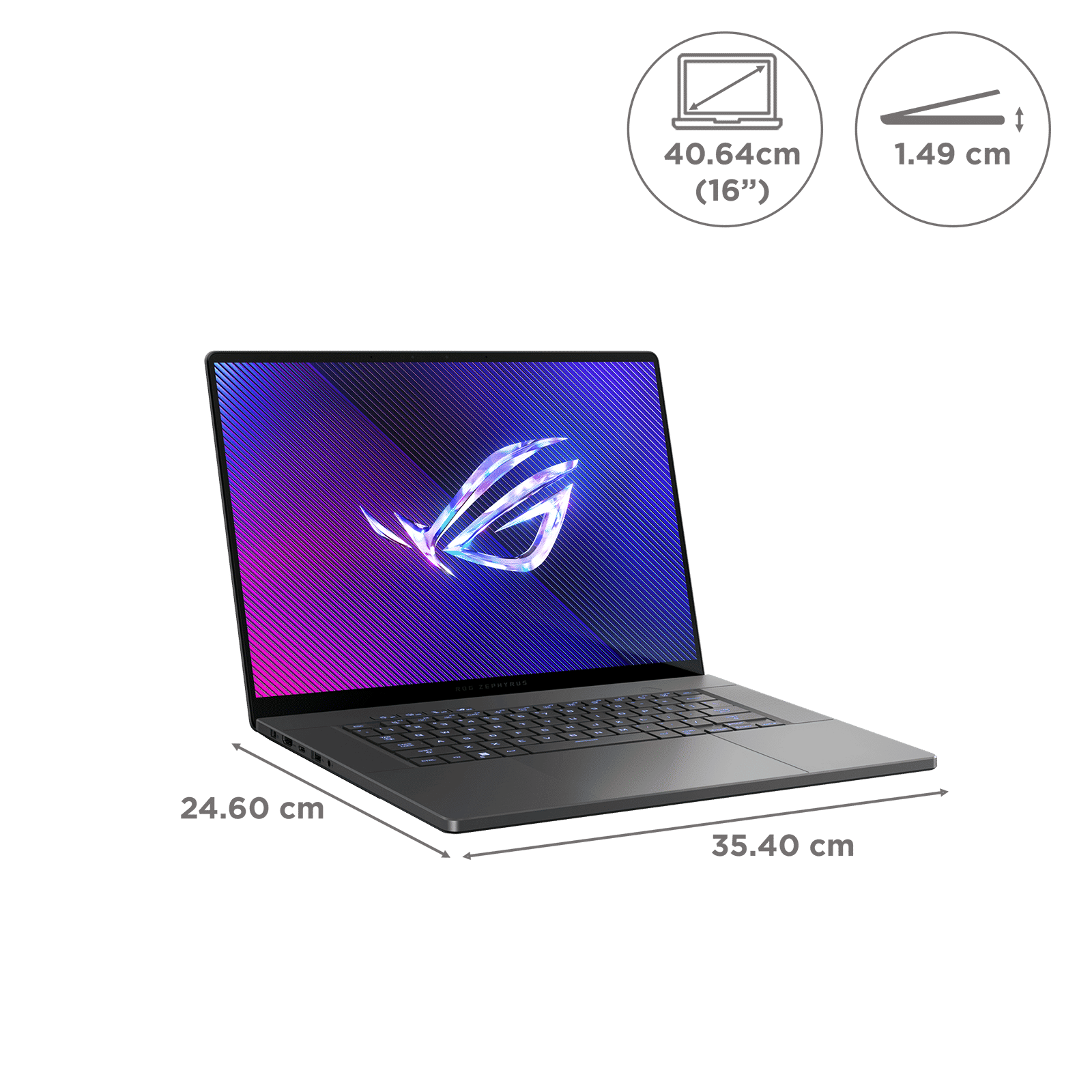 ASUS ROG Zephyrus G16 Intel Core Ultra 7 155H Gaming Laptop (16GB, 1TB SSD, Windows 11 Home, 8GB Graphics, 16 inch 240 Hz OLED Display, NVIDIA GeForce RTX 4060, MS Office Home 2024, Eclipse Gray, 1.85 KG)_2