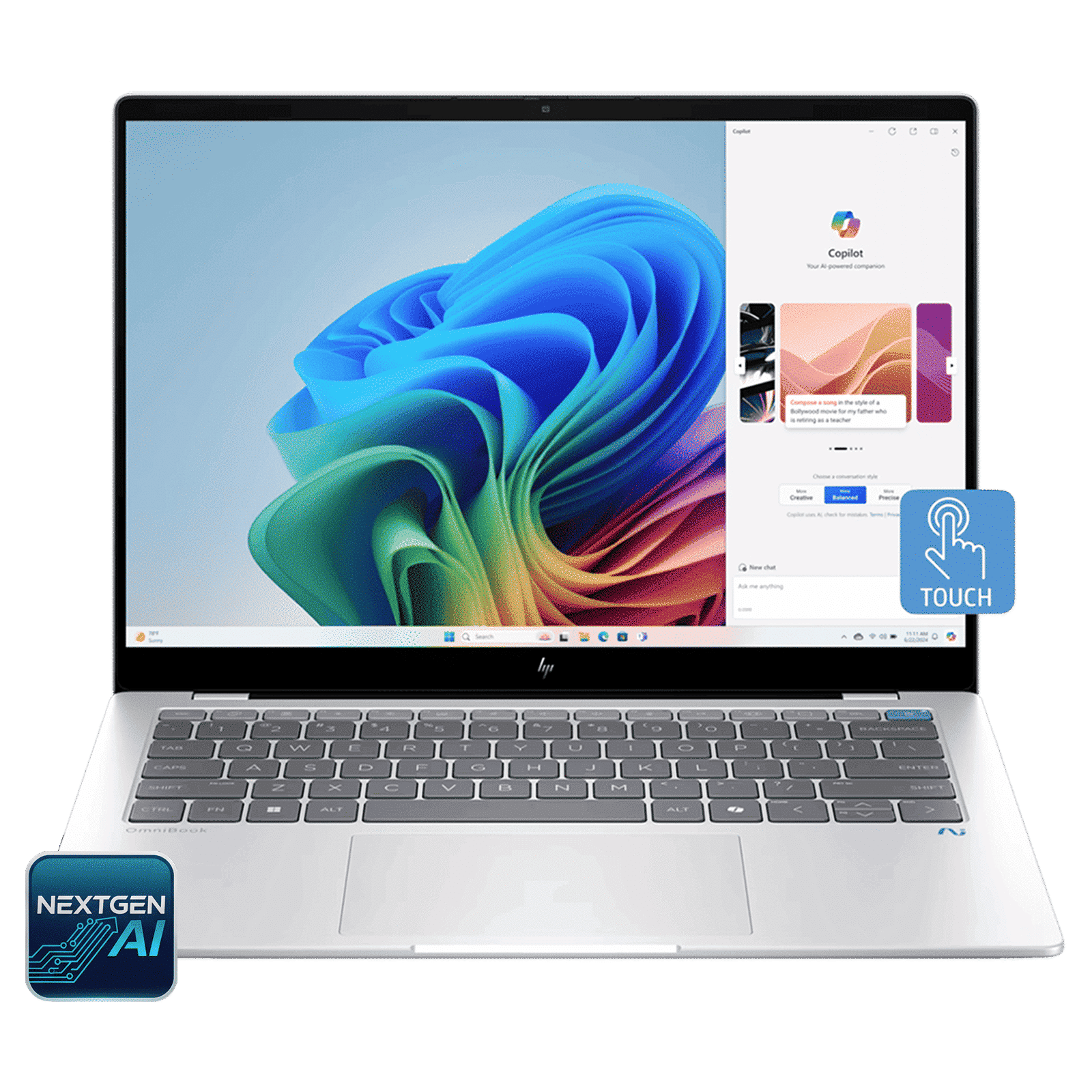 HP OmniBook X 14-fe1011QU Qualcomm Snapdragon X Plus Touchscreen Thin & Light Laptop (16GB, 512GB SSD, Windows 11 Home, 14 inch 2.2K IPS Display, MS Office 2021, Glacier Silver, 1.34 KG) HP OmniBook X 14-fe1011QU Qualcomm Snapdragon X Plus Touchscreen Thin & Light Laptop (16GB, 512GB SSD, Windows 11 Home, 14 inch 2.2K IPS Display, MS Office 2021, Glacier Silver, 1.34 KG)_1