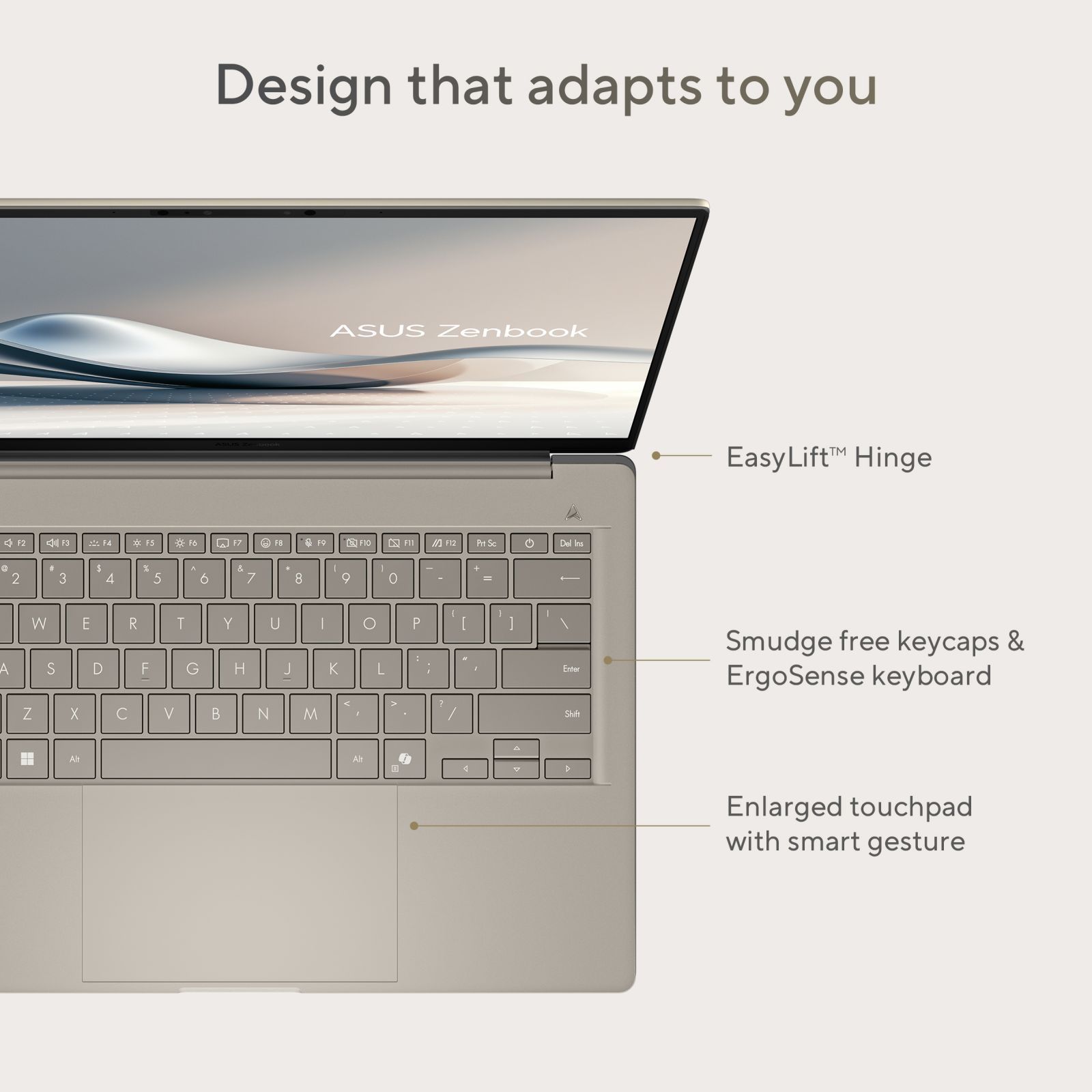 ASUS Zenbook A14 Snapdragon X X126100 Ultra Thin Laptop (16GB, 512GB SSD, Windows 11 Home, 14 inch WUXGA OLED Display, MS Office Home 2024, Zabriskie Beige, 0.98 KG) ASUS Zenbook A14 Snapdragon X X126100 Ultra Thin Laptop (16GB, 512GB SSD, Windows 11 Home, 14 inch WUXGA OLED Display, MS Office Home 2024, Zabriskie Beige, 0.98 KG)_8
