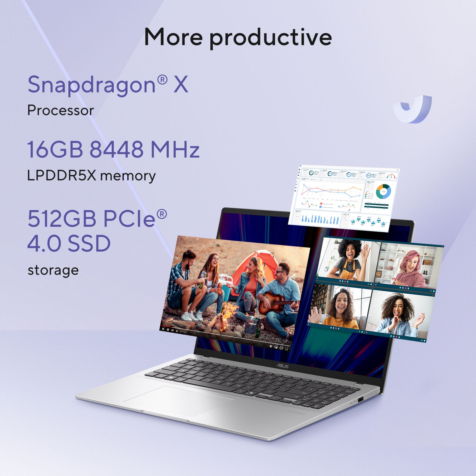 ASUS Vivobook 16 Snapdragon X X1 26 100 Thin & Light Laptop (16GB, 512GB SSD, Windows 11 Home, 16 inch WUXGA Display, MS Office Home 2024, Cool Silver, 1.88 KG) _5