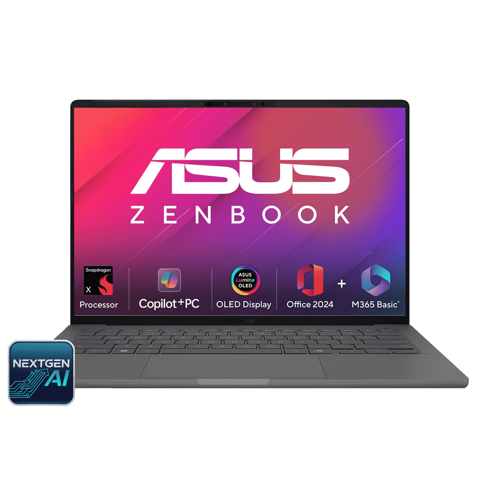 ASUS Zenbook A14 Snapdragon X X1 26 100 Ultra Thin Laptop (16GB, 512GB SSD, Windows 11 Home, 14 inch WUXGA OLED Display, MS Office Home 2024, Iceland Gray, 0.98 KG) ASUS Zenbook A14 Snapdragon X X1 26 100 Ultra Thin Laptop (16GB, 512GB SSD, Windows 11 Home, 14 inch WUXGA OLED Display, MS Office Home 2024, Iceland Gray, 0.98 KG)_1