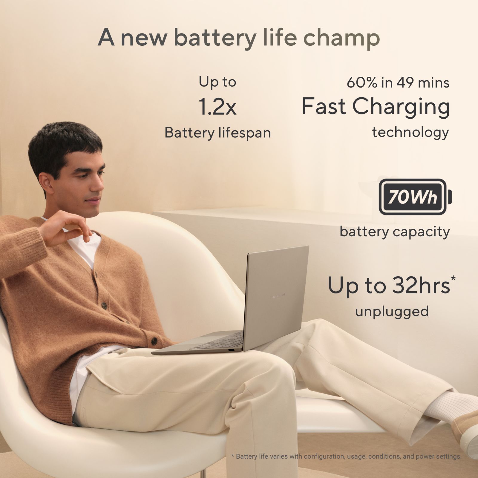 ASUS Zenbook A14 Snapdragon X X1 26 100 Ultra Thin Laptop (16GB, 512GB SSD, Windows 11 Home, 14 inch WUXGA OLED Display, MS Office Home 2024, Iceland Gray, 0.98 KG) ASUS Zenbook A14 Snapdragon X X1 26 100 Ultra Thin Laptop (16GB, 512GB SSD, Windows 11 Home, 14 inch WUXGA OLED Display, MS Office Home 2024, Iceland Gray, 0.98 KG)_7