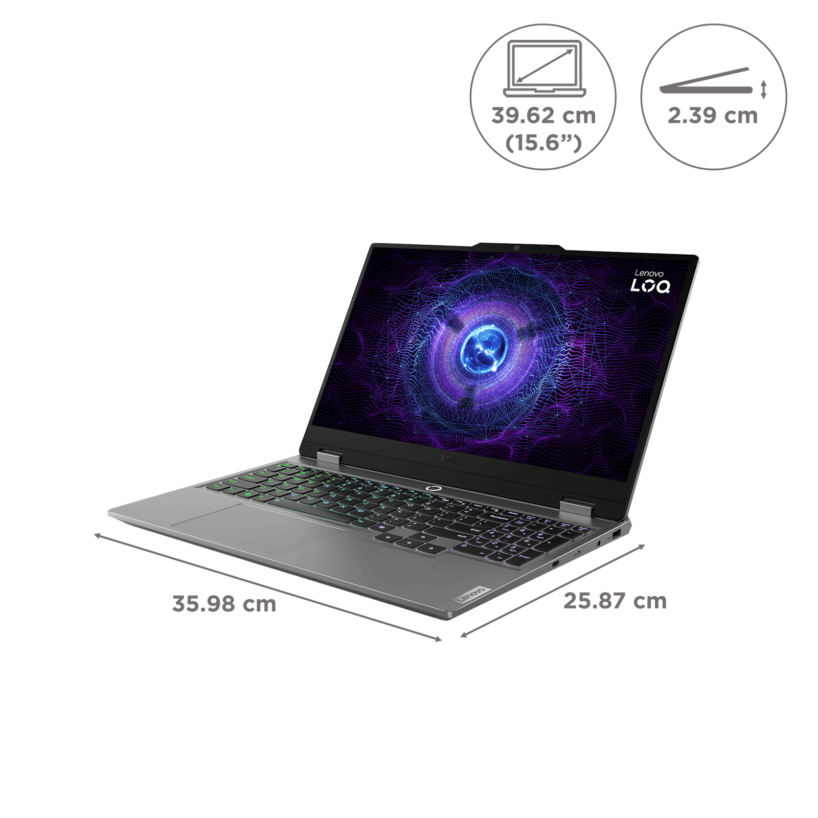 Lenovo LOQ 15IRX9 Intel Core i5 13th Gen Gaming Laptop (24GB, 512GB SSD, Windows 11 Home, 6GB Graphics, 15.6 inch 144 Hz Full HD IPS Display, NVIDIA Geforce RTX 4050, MS Office Home 2024, Luna Grey, 2.38 KG)_2