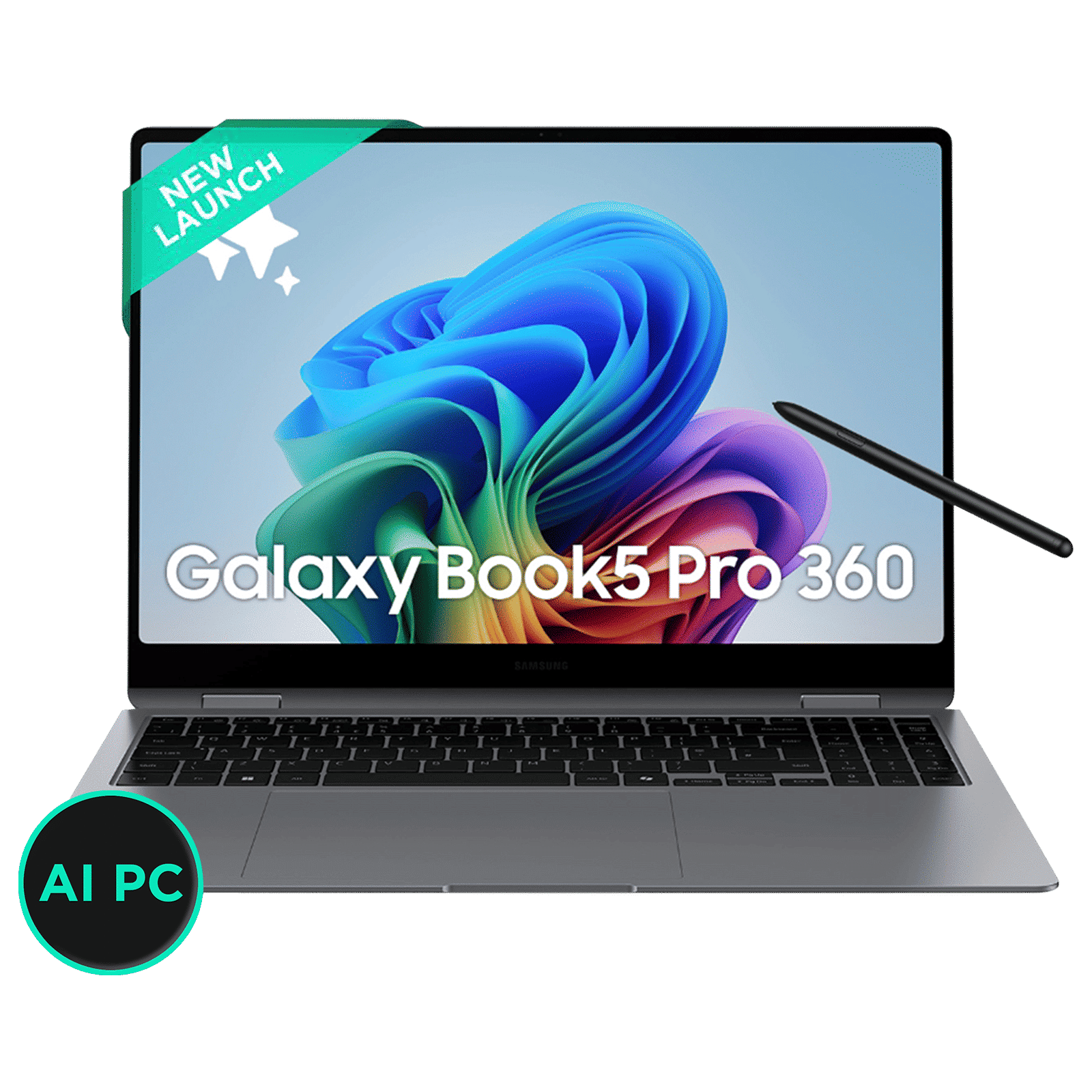 SAMSUNG Galaxy Book5 Pro 360 Intel Core Ultra 7 Touchscreen 2-in-1 Laptop (16GB, 512GB SSD, Windows 11 Home, 8GB Graphics, 15.9 inch WQXGA Plus AMOLED Display, MS Office 2021, Gray, 1.69 KG)