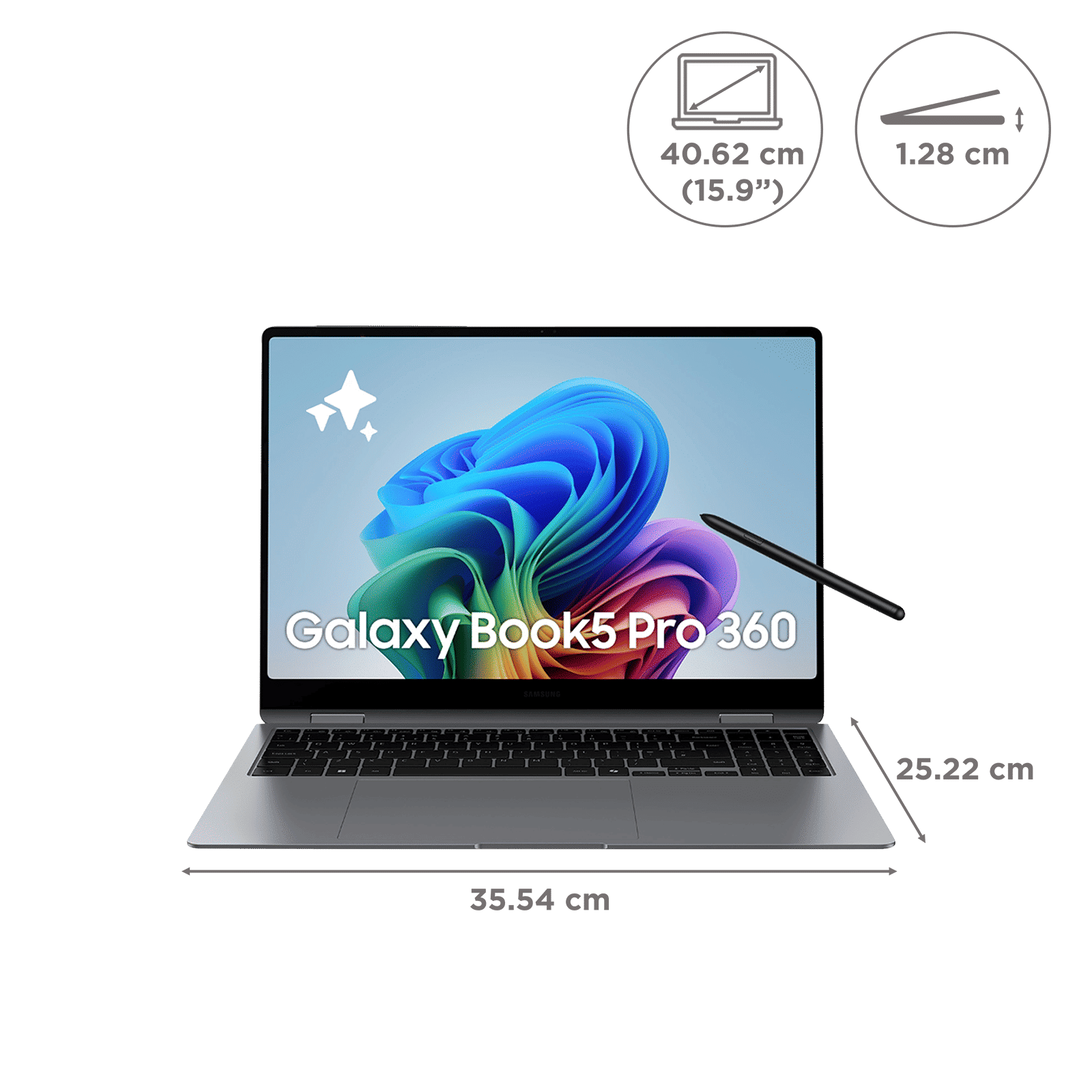 SAMSUNG Galaxy Book5 Pro 360 Intel Core Ultra 7 Touchscreen 2-in-1 Laptop (16GB, 512GB SSD, Windows 11 Home, 8GB Graphics, 15.9 inch WQXGA Plus AMOLED Display, MS Office 2021, Gray, 1.69 KG)_2