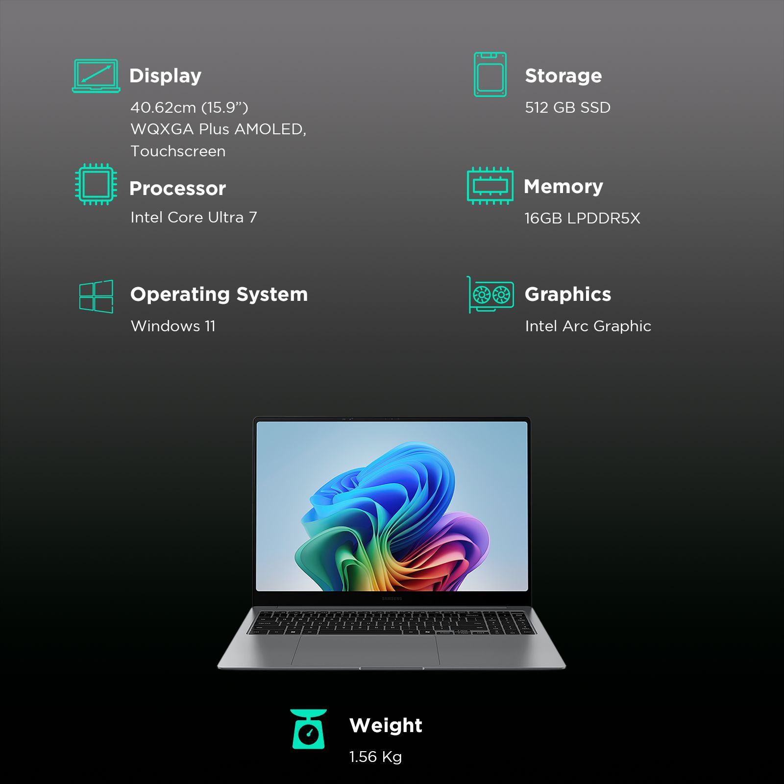 SAMSUNG Galaxy Book5 Pro Intel Core Ultra 7 Touchscreen Thin & Light Laptop (16GB, 512GB SSD, Windows 11 Home, 8GB Graphics, 15.9 inch WQXGA Plus AMOLED Display, MS Office 2021, Gray, 1.56 KG) SAMSUNG Galaxy Book5 Pro Intel Core Ultra 7 Touchscreen Thin & Light Laptop (16GB, 512GB SSD, Windows 11 Home, 8GB Graphics, 15.9 inch WQXGA Plus AMOLED Display, MS Office 2021, Gray, 1.56 KG)_3