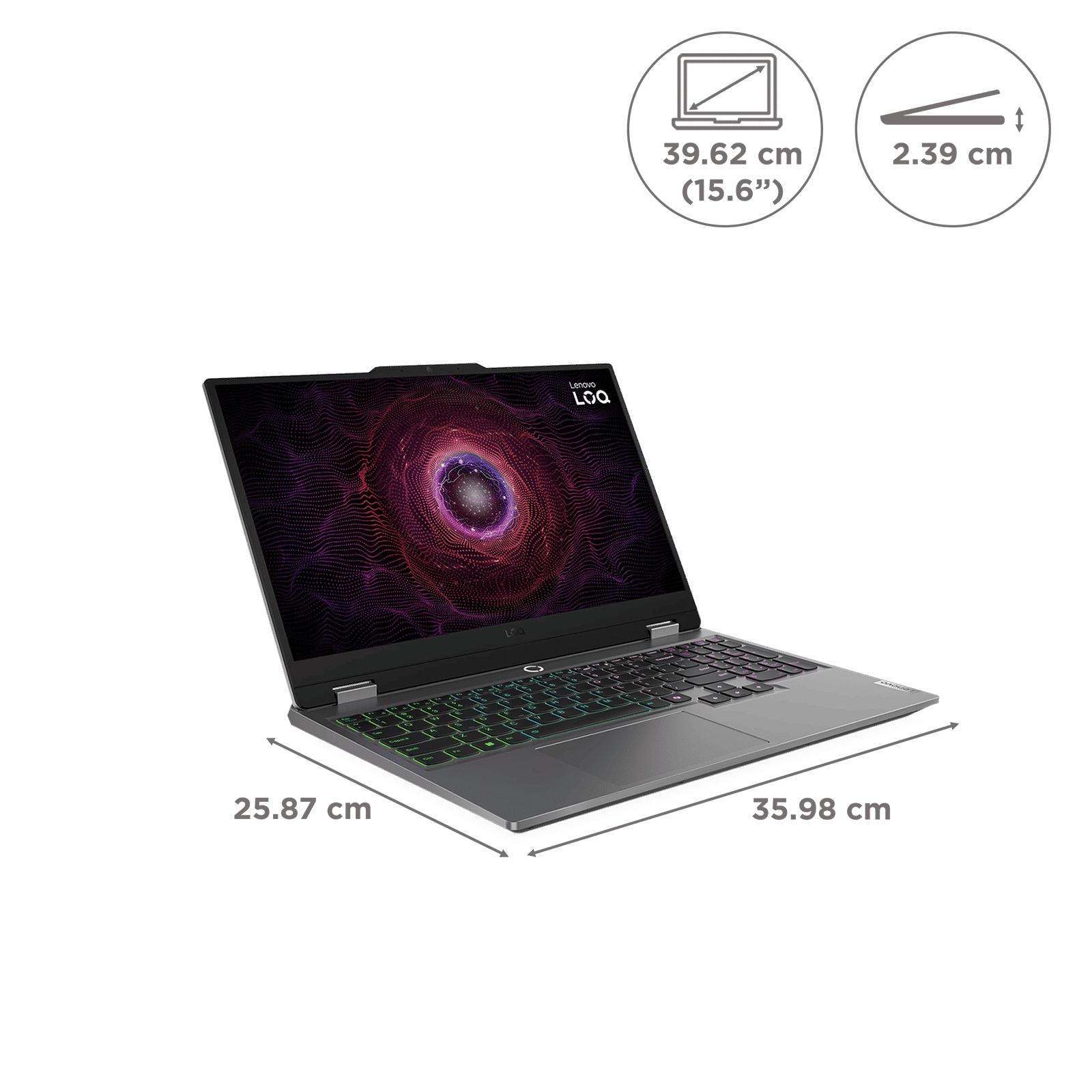 Lenovo LOQ 15ARP9 AMD Ryzen 5 Gaming Laptop (24GB, 512GB SSD, Windows 11 Home, 6GB Graphics, 15.6 inch 144 Hz Full HD IPS Display, NVIDIA GeForce RTX 3050, MS Office Home 2024, Luna Grey, 2.38 KG)_2