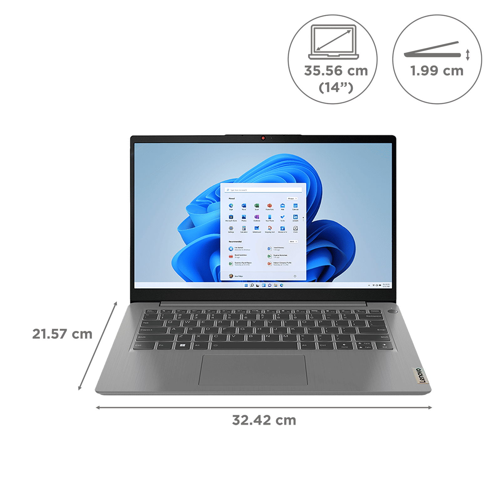 Lenovo IdeaPad 3 14IAU7 Intel Core i3 12th Gen Thin & Light Laptop (8GB, 512GB SSD, Windows 11 Home, 14 inch Full HD Display, MS Office Home 2021, Arctic Grey, 1.43 KG)_2