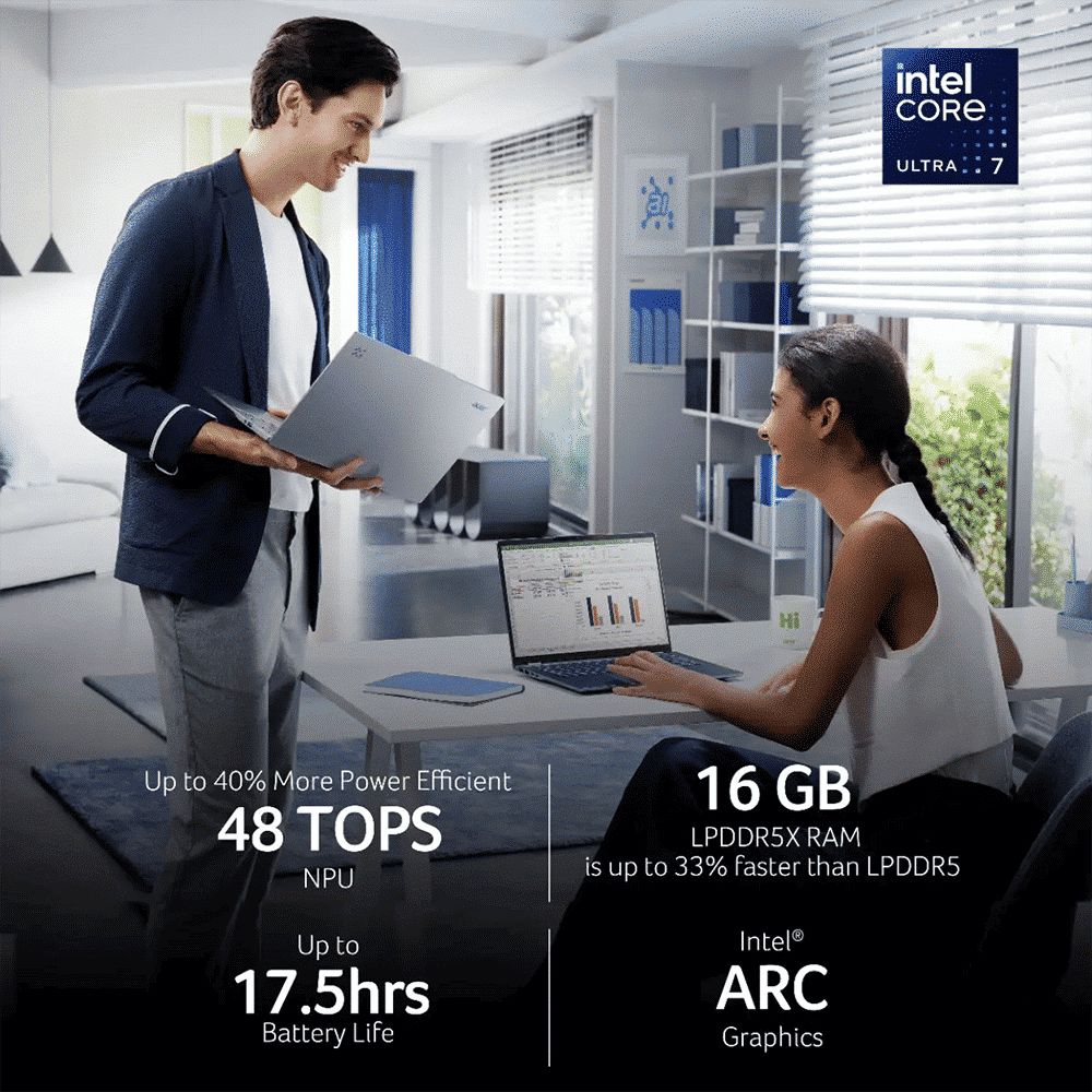 acer Swift 14 AI SF14-51 Intel Core Ultra 7 Thin & Light Laptop (16GB, 1TB SSD, Windows 11 Home, 14 inch OLED WUXGA Display, MS Office, Steam Blue, 1.28 KG)_19