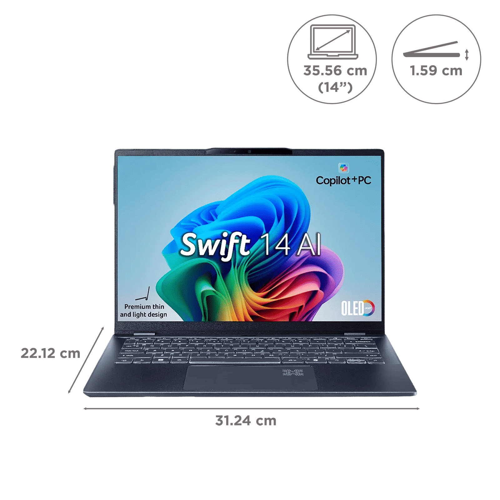 acer Swift 14 AI SF14-51 Intel Core Ultra 7 Thin & Light Laptop (16GB, 1TB SSD, Windows 11 Home, 14 inch OLED WUXGA Display, MS Office, Steam Blue, 1.28 KG)_2