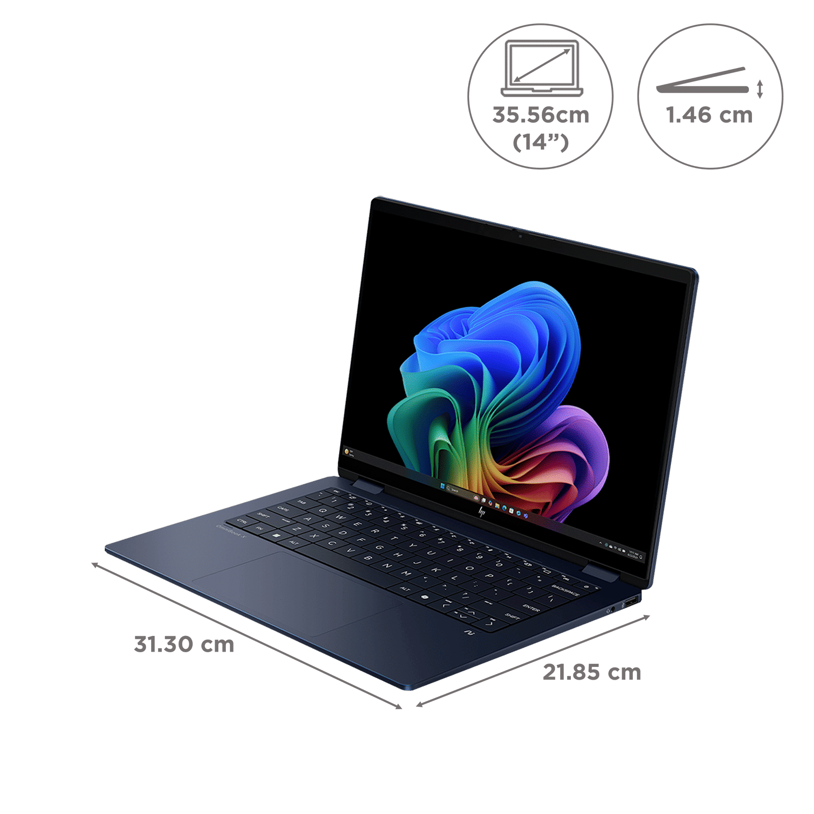 HP OmniBook X Flip 14-fm0026TU Intel Core Ultra 7 Touchscreen Thin & Light Laptop (16GB, 512GB SSD, Windows 11 Home, 14 inch 3K OLED Display, MS Office Home 2024, Atmospheric Blue, 1.38 KG)_2