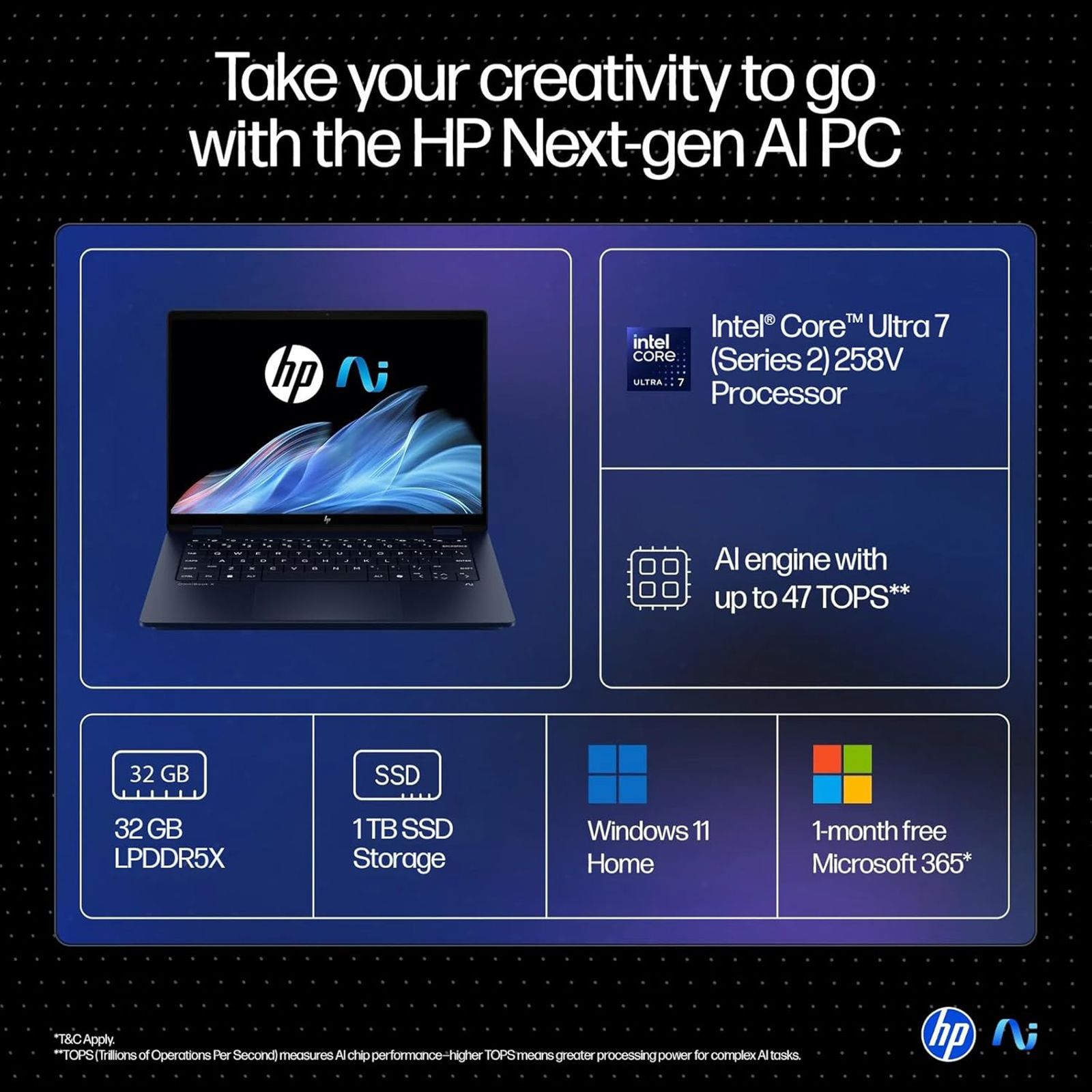 HP OmniBook X Flip Intel Core Ultra 7 Touchscreen Thin & Light Laptop (32GB, 1TB SSD, Windows 11 Home, 14 inch 3K OLED Display, MS Office Home 2024, Atmospheric Blue, 1.38 KG)_15