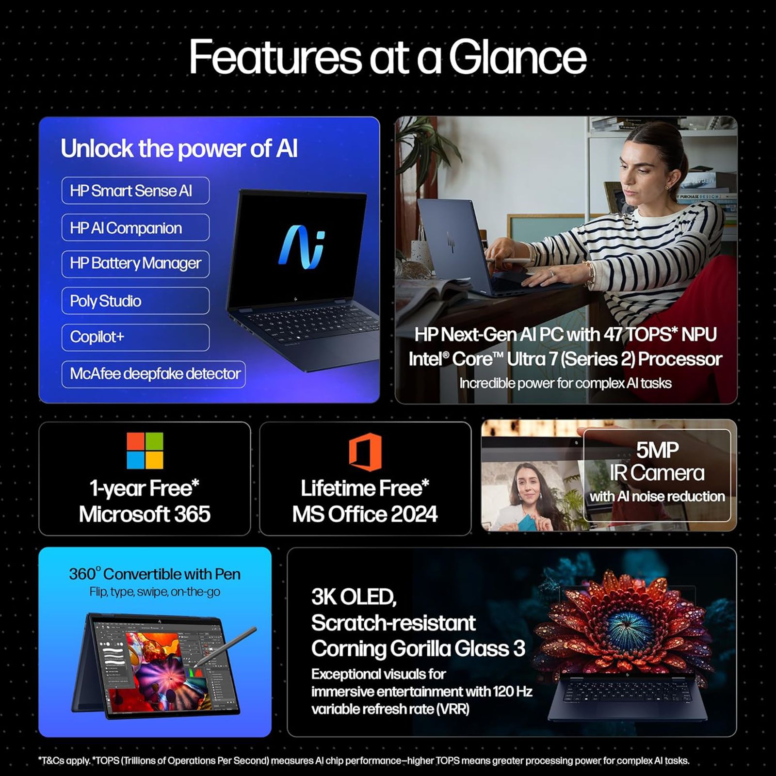 HP OmniBook X Flip Intel Core Ultra 7 Touchscreen Thin & Light Laptop (32GB, 1TB SSD, Windows 11 Home, 14 inch 3K OLED Display, MS Office Home 2024, Atmospheric Blue, 1.38 KG)_18