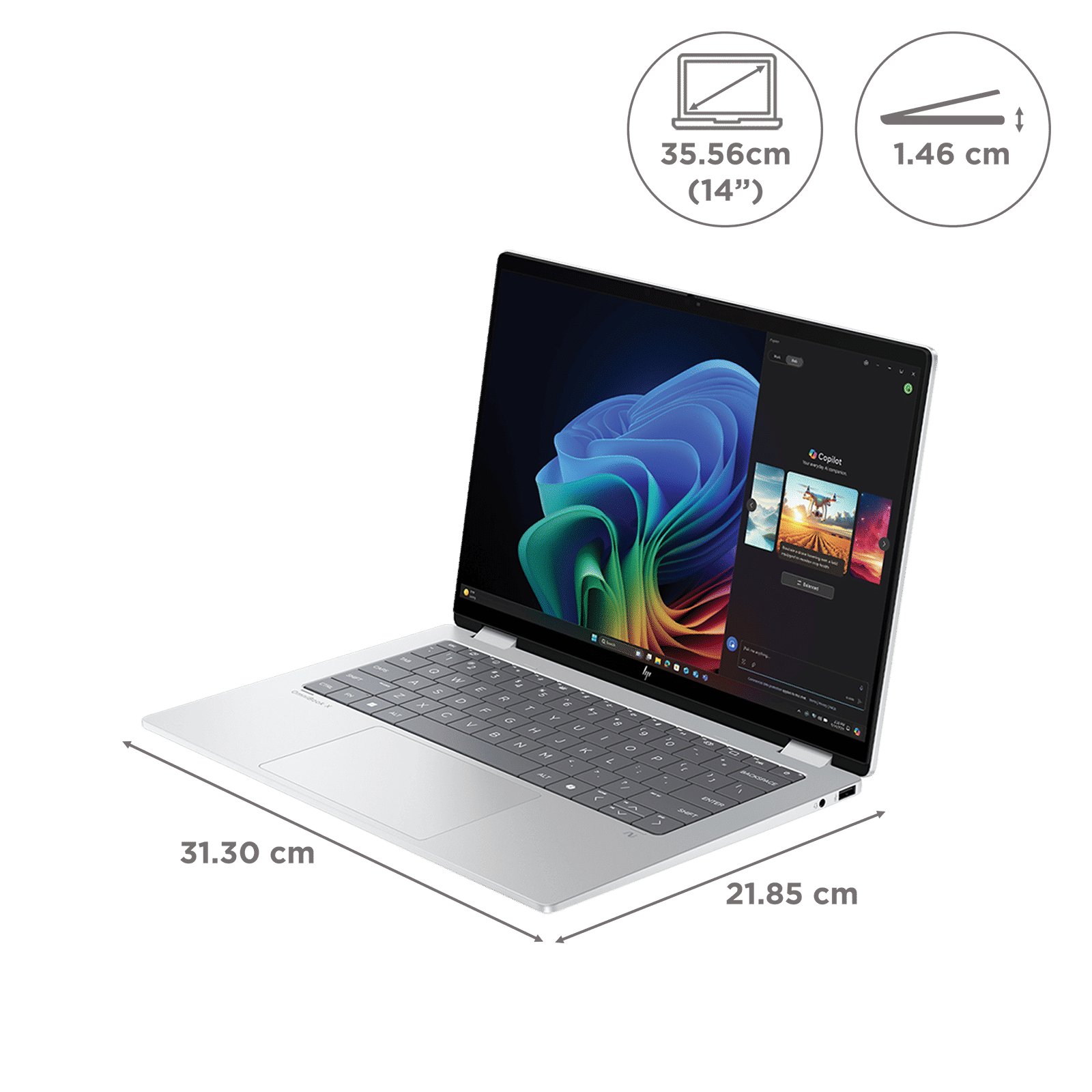 HP OmniBook X Flip 14-fm0058TU Intel Core Ultra 5 Touchscreen Thin & Light Laptop (16GB, 512GB SSD, Windows 11 Home, 14 inch 3K OLED Display, MS Office Home 2024, Glacier Silver, 1.38 KG)_2