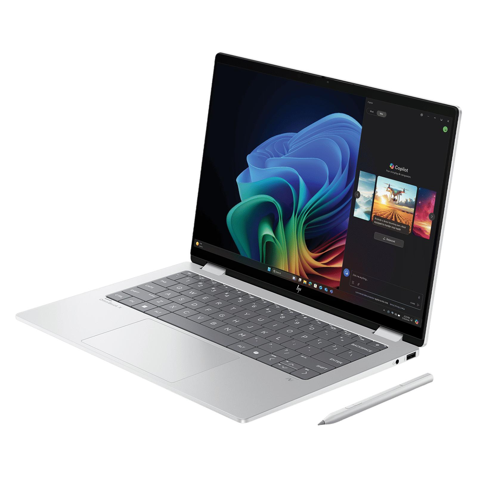 HP OmniBook X Flip 14-fm0058TU Intel Core Ultra 5 Touchscreen Thin & Light Laptop (16GB, 512GB SSD, Windows 11 Home, 14 inch 3K OLED Display, MS Office Home 2024, Glacier Silver, 1.38 KG)_4