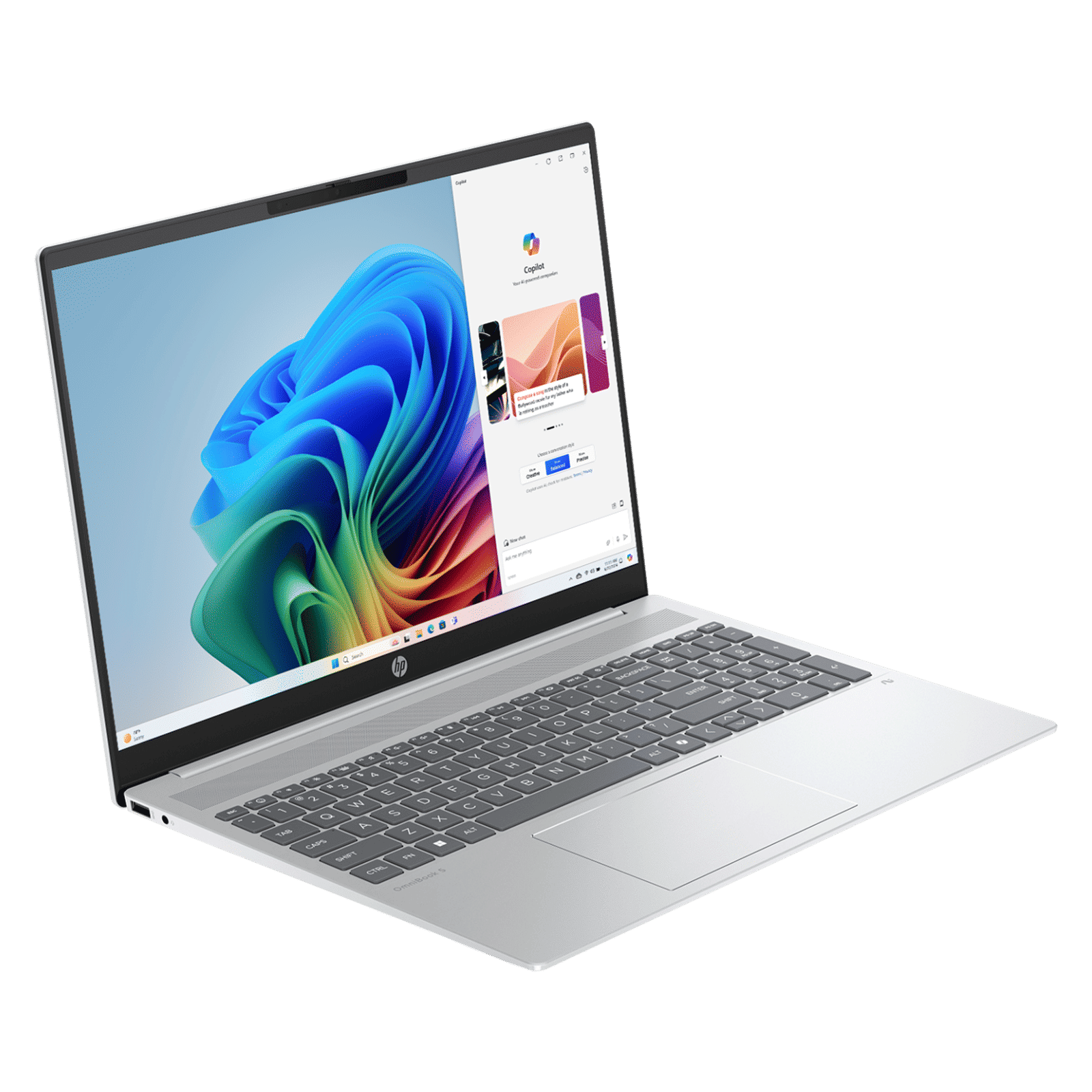 HP OmniBook 5 16-ag1037AU AMD Ryzen AI 5 Thin & Light Laptop (16GB, 512GB SSD, Windows 11 Home, 16 inch 2K IPS Display, MS Office Home 2024, Glacier Silver, 1.79 KG)_6