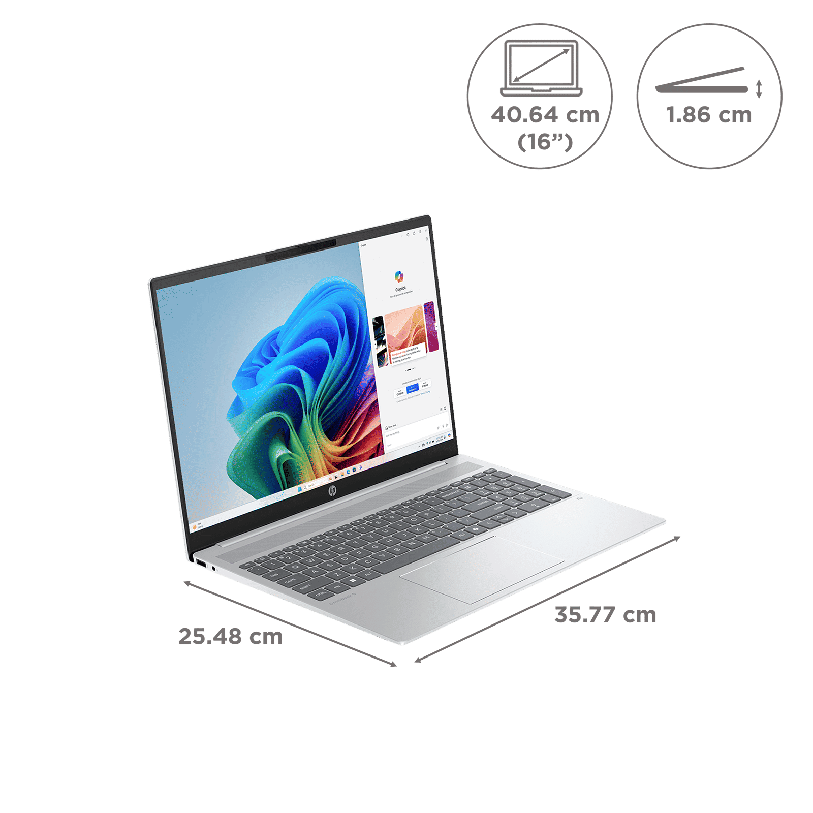 HP OmniBook 5 16-ag1037AU AMD Ryzen AI 5 Thin & Light Laptop (16GB, 512GB SSD, Windows 11 Home, 16 inch 2K IPS Display, MS Office Home 2024, Glacier Silver, 1.79 KG)_2