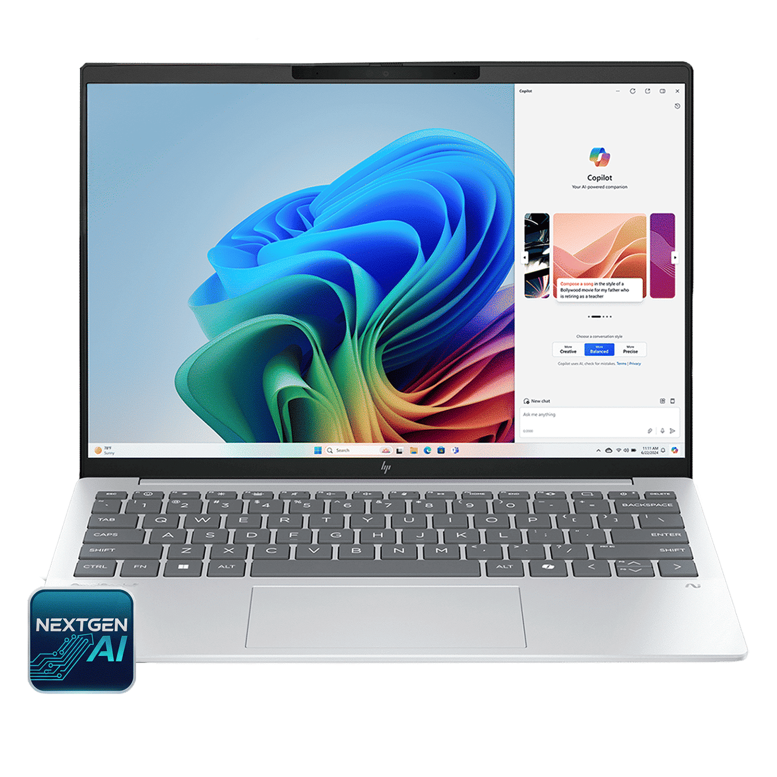 HP OmniBook 7 13-bg1456AU AMD Ryzen AI 7 Thin & Light Laptop (16GB, 512GB SSD, Windows 11 Home, 13.3 inch WQXGA IPS Display, MS Office Home 2024, Glacier Silver, 1 KG)_1