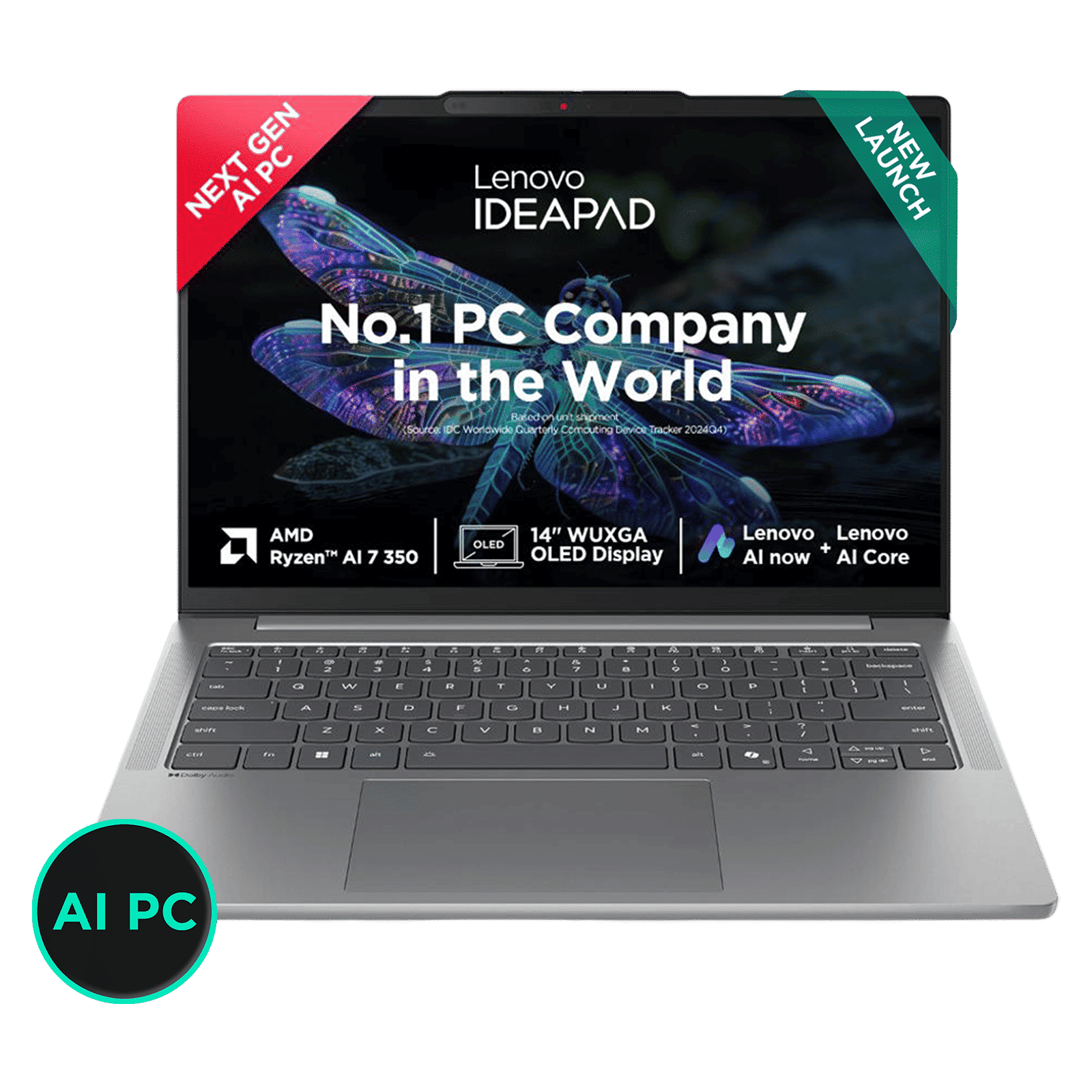 Lenovo IdeaPad Slim 5 14AKP10 AMD Ryzen AI 7 Thin & Light Laptop (24GB, 1TB SSD, Windows 11 Home, 14 inch WUXGA OLED Display, MS Office Home 2024, Luna Grey, 1.39 KG)