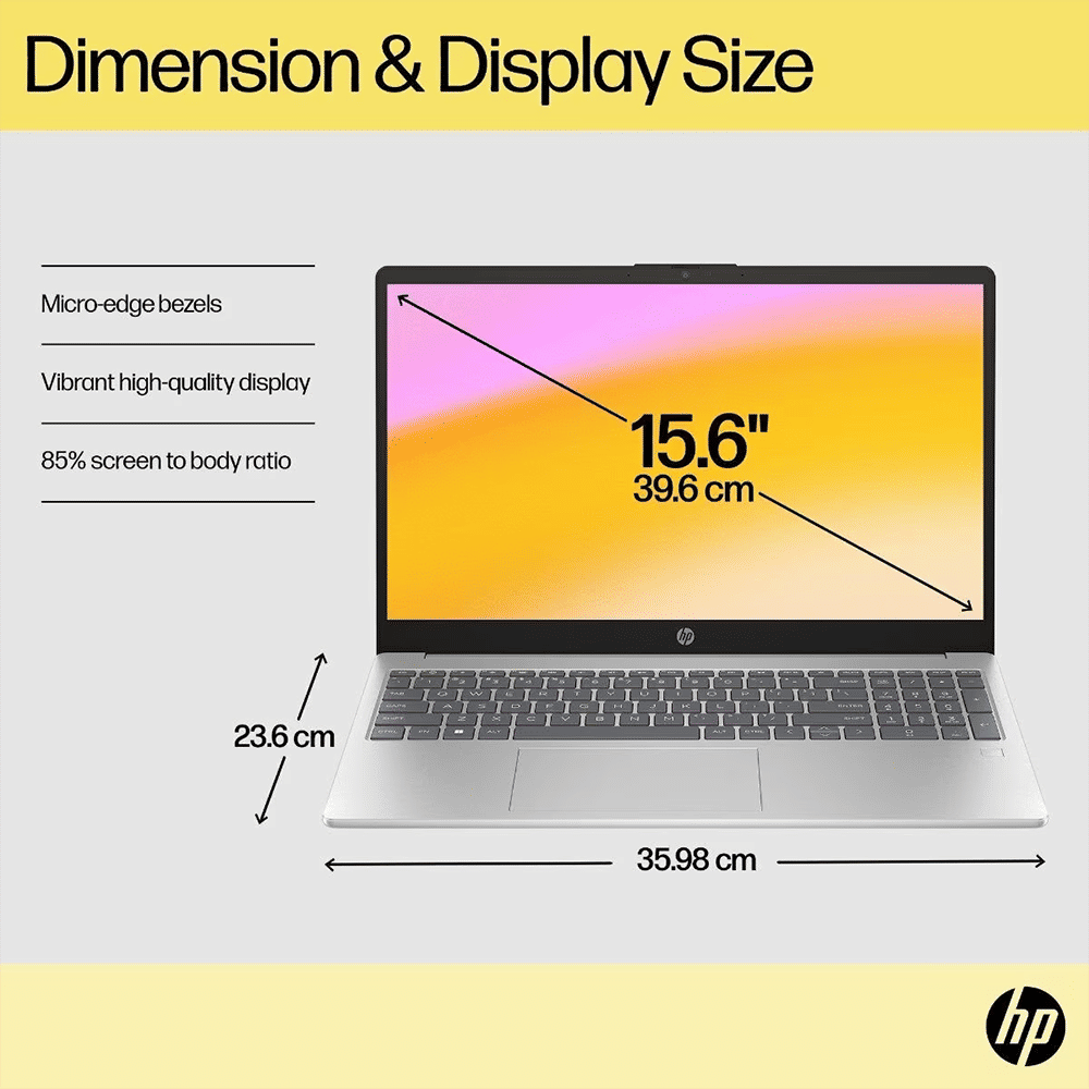 HP 15-fc0154AU AMD Ryzen 3 Thin & Light Laptop (8GB, 512GB SSD, Windows 11 Home, 15.6 inch Full HD Display, MS Office Home, Natural Silver, 1.59 KG)_6