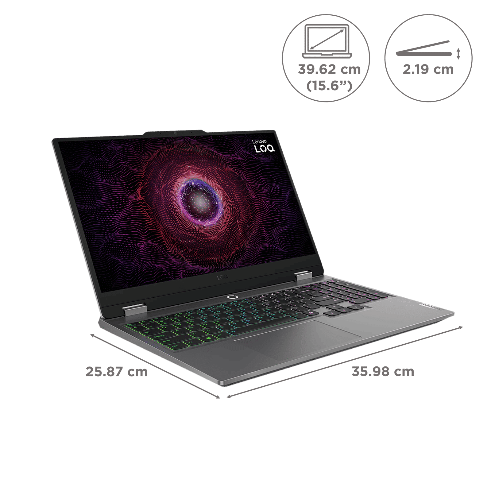 Lenovo LOQ 15ARP9 AMD Ryzen 5 Gaming Laptop (12GB, 512GB SSD, Windows 11 Home, 6GB Graphics, 15.6 inch 144 Hz Full HD IPS Display, NVIDIA GeForce RTX 3050, MS Office Home 2024, Luna Grey, 2.38 KG)_2