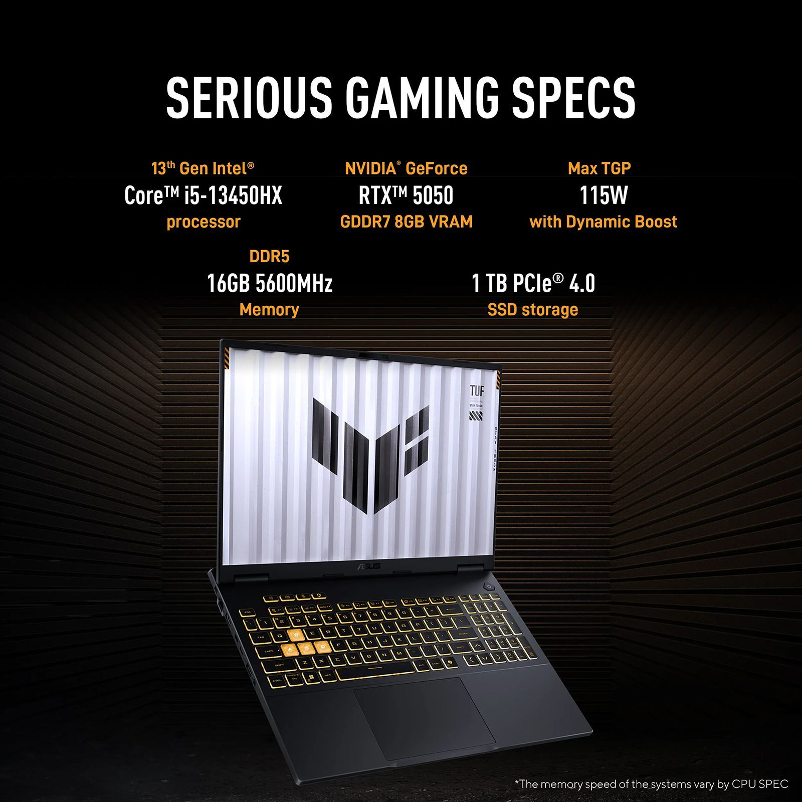 ASUS TUF F16 FX608JH-RV057WS Intel Core i5 13th Gen Gaming Laptop (16GB, 1TB SSD, Windows 11 Home, 8GB Graphics, 16 inch 165 Hz FHD+ WUXGA Display, NVIDIA GeForce RTX 5050, MS Office Home 2024, Jaeger Gray, 2.20 KG)_7