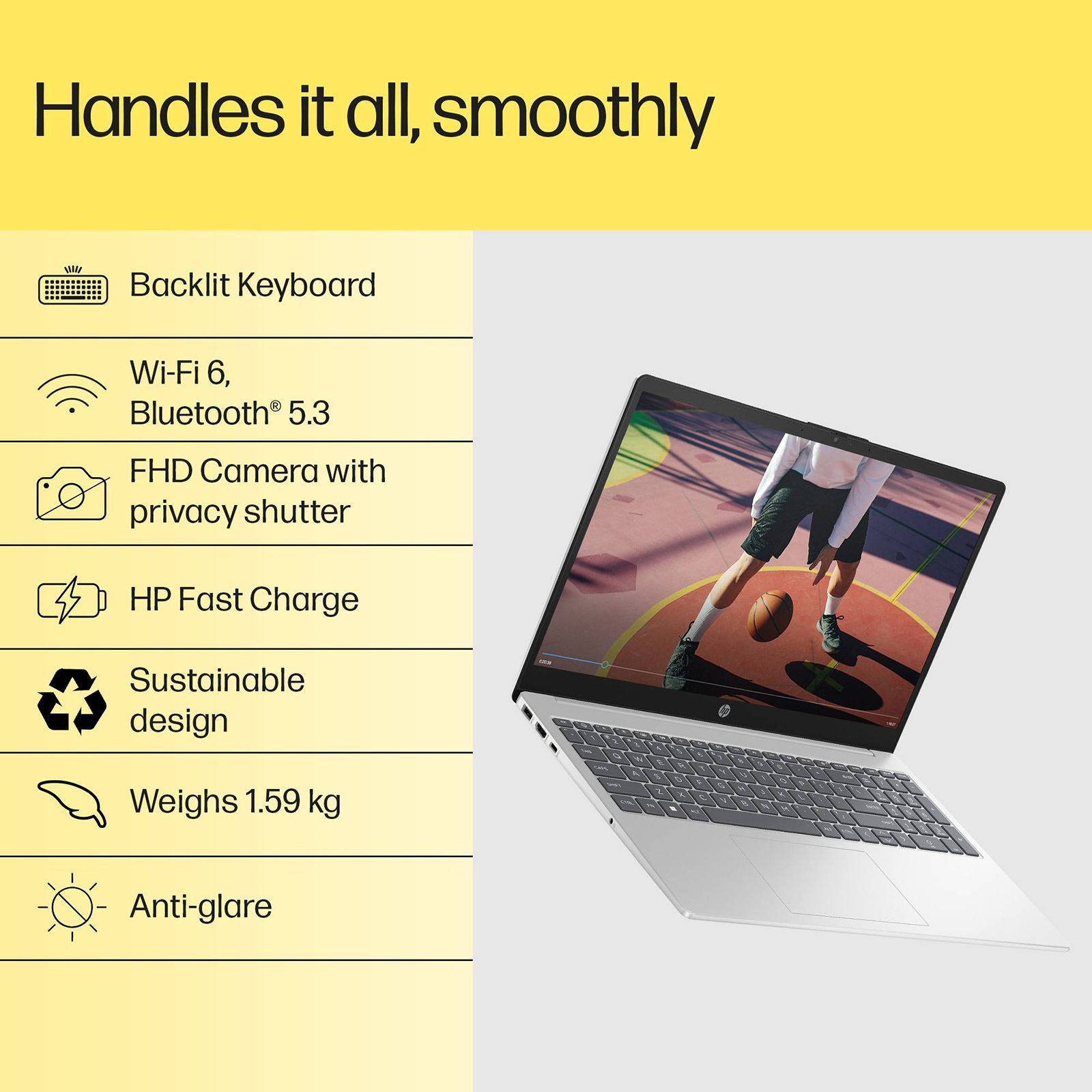 HP 15-fc0389AU AMD Ryzen 5 Thin & Light Laptop (16GB, 512GB SSD, Windows 11 Home, 15.6 inch Full HD Display, Natural Silver, 1.59 KG)_8