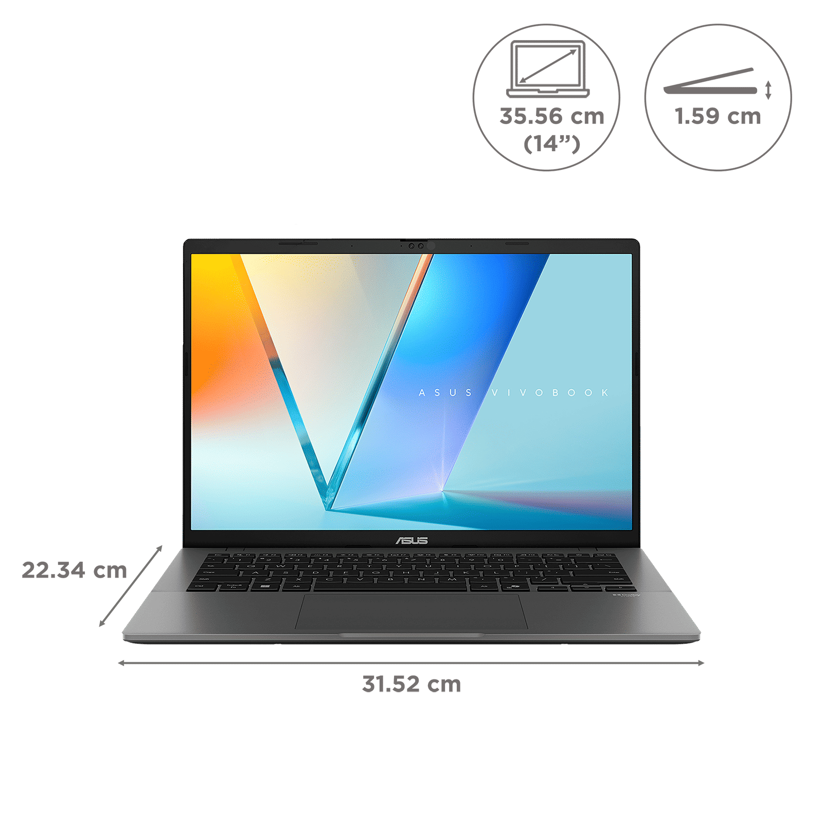 ASUS Vivobook S14 S3407CA-LY057WS Intel Core Ultra 5 Thin & Light Laptop (16GB, 512GB SSD, Windows 11, 14 inch WUXGA IPS Display, MS Office 2024, Matte Gray, 1.40 KG)_2