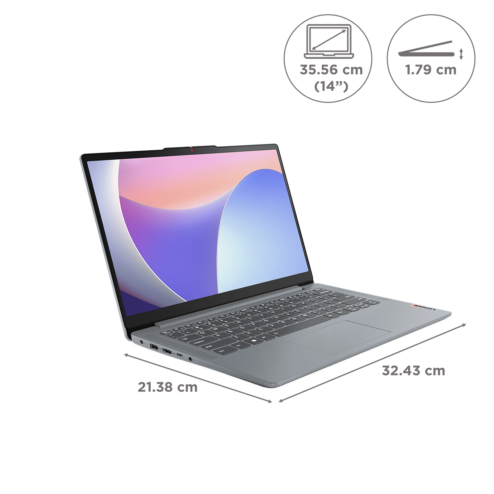 Lenovo IdeaPad Slim 3 14IRU8 Intel Core i3 13th Gen Thin & Light Laptop (8GB, 512GB SSD, Windows 11 Home, 14 inch Full HD Display, MS Office Home 2024, Arctic Grey, 1.37 KG)_2