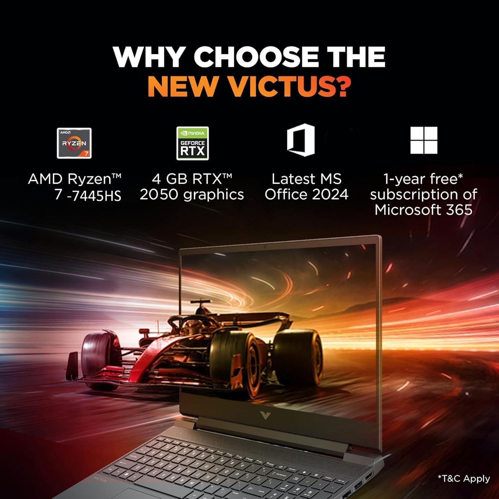 HP Victus 15-fb3123AX AMD Ryzen 7 Gaming Laptop (16GB, 512GB SSD, Windows 11 Home, 4GB Graphics, 15.6 inch 144 Hz Full HD Display, NVIDIA GeForce RTX 2050, MS Office Home 2024, Mica SIlver, 2.29 KG)_8