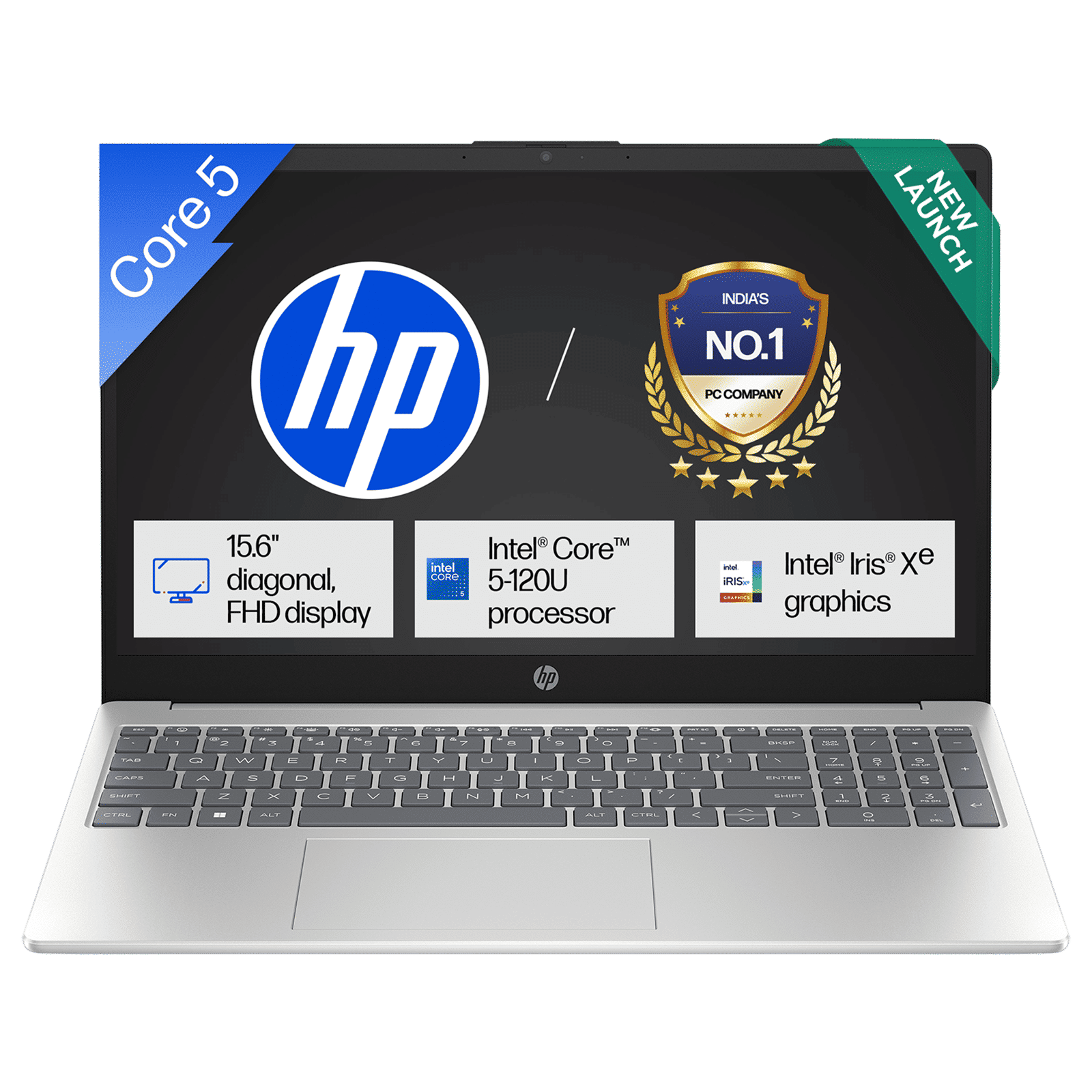HP 15-fd0664TU Intel Core 5 Thin & Light Laptop (16GB, 512GB SSD, Windows 11 Home, 15.6 inch Full HD Display, MS Office Home 2024, Natural Silver, 1.59 KG)