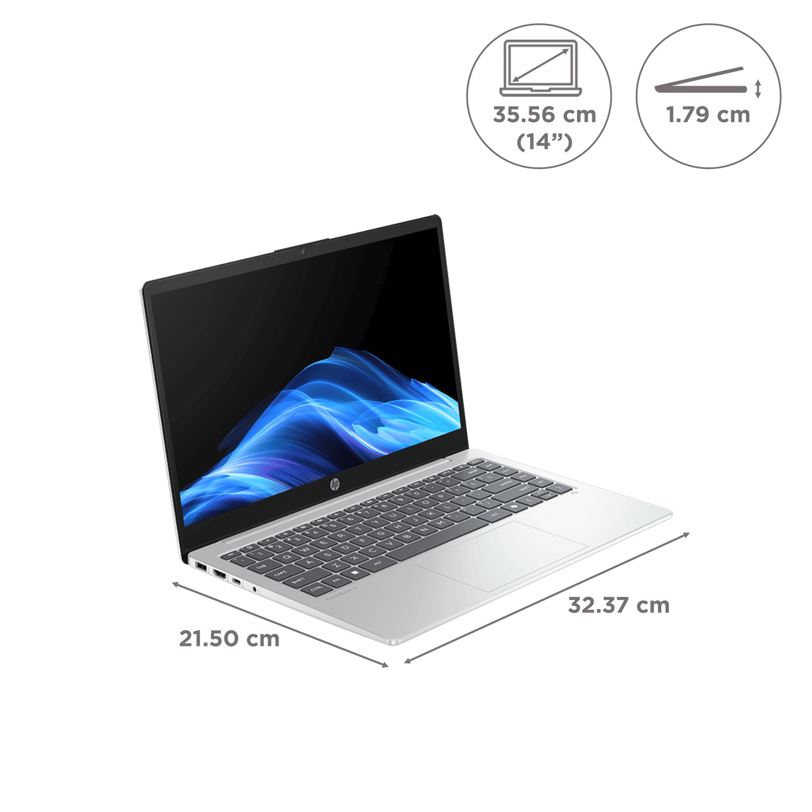 HP OmniBook 3 14-ha0000AU AMD Ryzen AI 5 Thin & Light Laptop (16GB, 512GB SSD, Windows 11 Home, 14 inch Full HD Display, Glacier Silver, 1.47 KG)_2