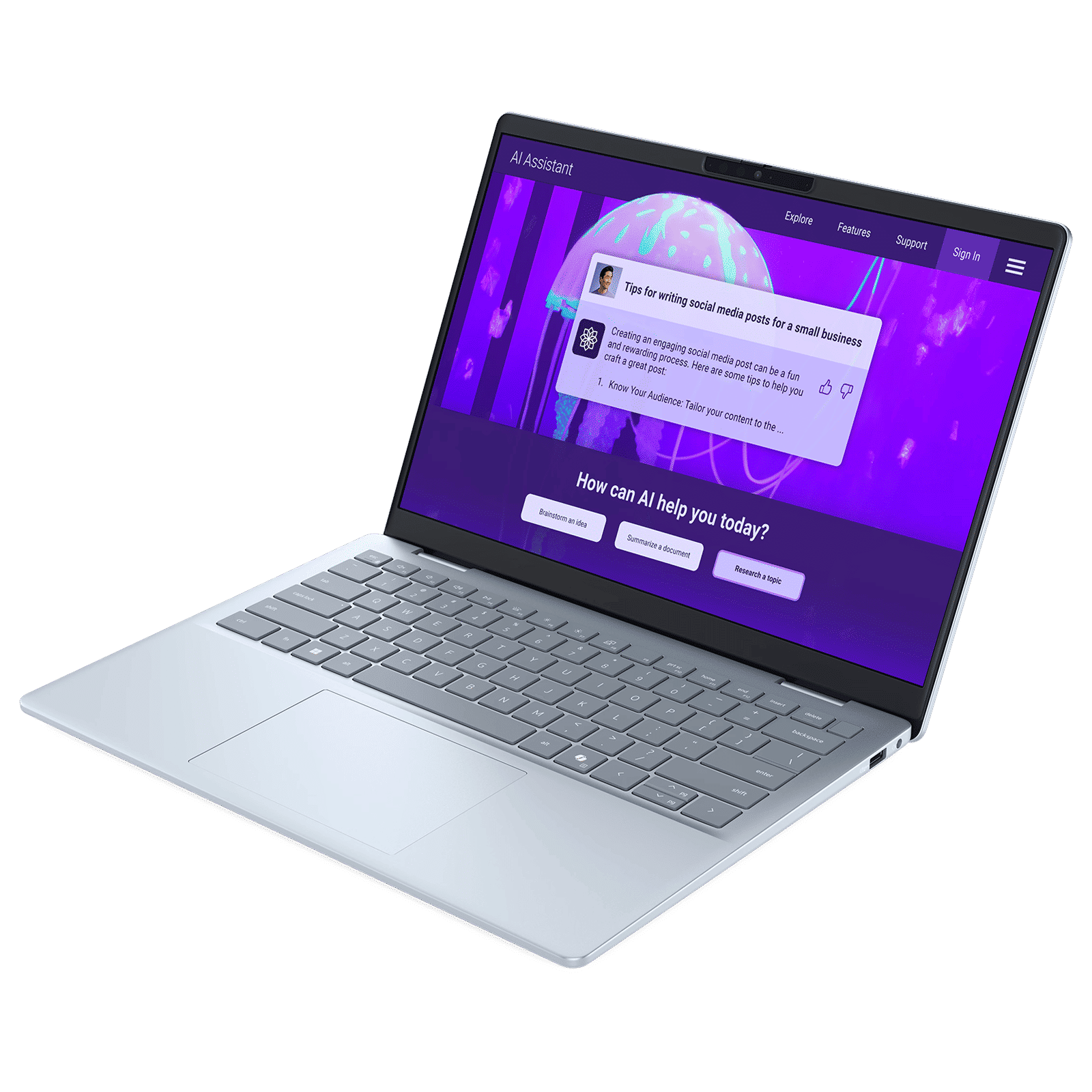 Dell 14 Plus Intel Core Ultra 7 Thin & Light Laptop (16GB, 512GB SSD, Windows 11 Home, 14 inch 2.5K IPS Display, MS Office Home 2024, Ice Blue, 1.55 KG)_4