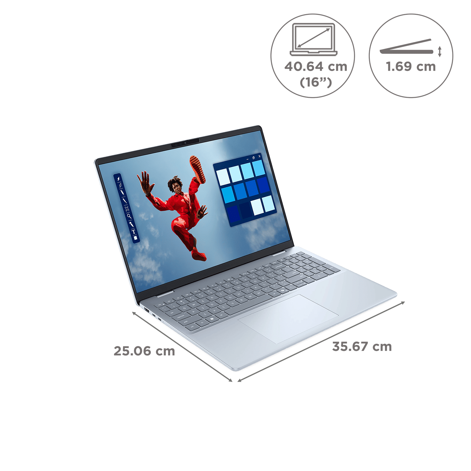 Dell 16 Plus Intel Core Ultra 5 Thin & Light Laptop (16GB, 512GB SSD, Windows 11 Home, 16 inch Full HD+ IPS Display, MS Office Home 2024, Ice Blue, 1.87 KG)_2