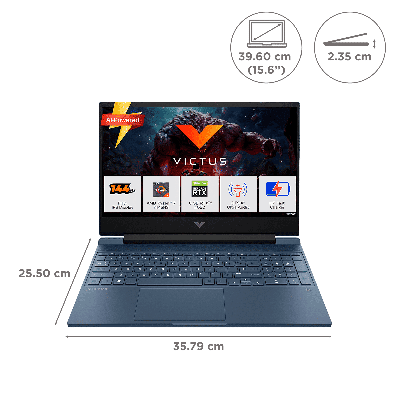 HP Victus 15-fb3162AX AMD Ryzen 7 Gaming Laptop (16GB, 1TB SSD, Windows 11 Home, 6GB Graphics, 15.6 inch 144 Hz Full HD IPS Display, NVIDIA GeForce RTX 4050, Performance Blue, 2.29 KG)_2