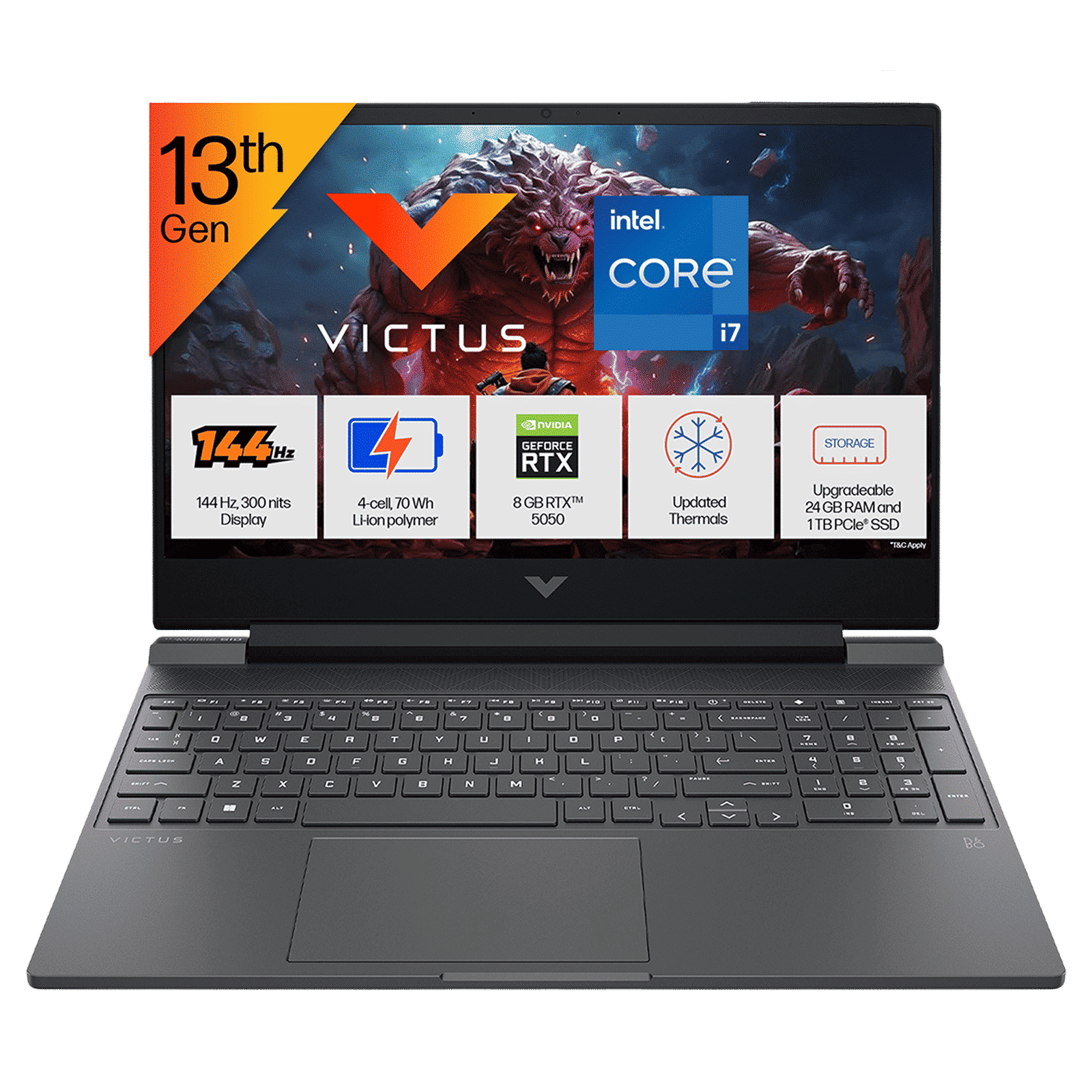 HP Victus 15-fa2309TX Intel Core i7 13th Gen Gaming Laptop (24GB, 1TB SSD, Windows 11 Home, 8GB Graphics, 15.6 Inch 144 Hz Full HD IPS Display, NVIDIA GeForce RTX 5050, MS Office Home 2024, Mica Silver, 2.29 KG)_1