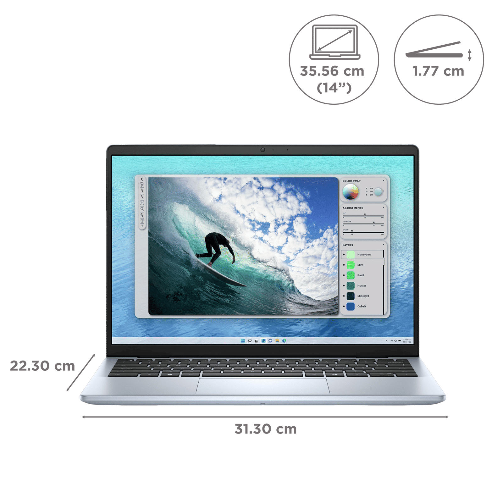 Dell Inspiron 14 5440 Intel Core i3 13th Gen Thin & Light Laptop (8GB, 512GB SSD, Windows 11, 14 inch FHD+ WVA Display, MS Office 2021, Ice Blue, 1.53 KG)_2