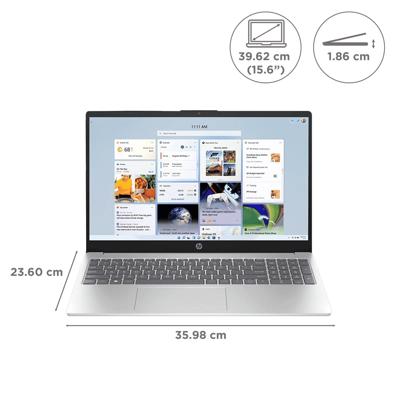 HP 15-fc0552AU AMD Ryzen 3 Thin & Light Laptop (8GB, 512GB SSD, Windows 11 Home, 15.6 inch Full HD Display, Natural Silver, 1.59 KG)_2