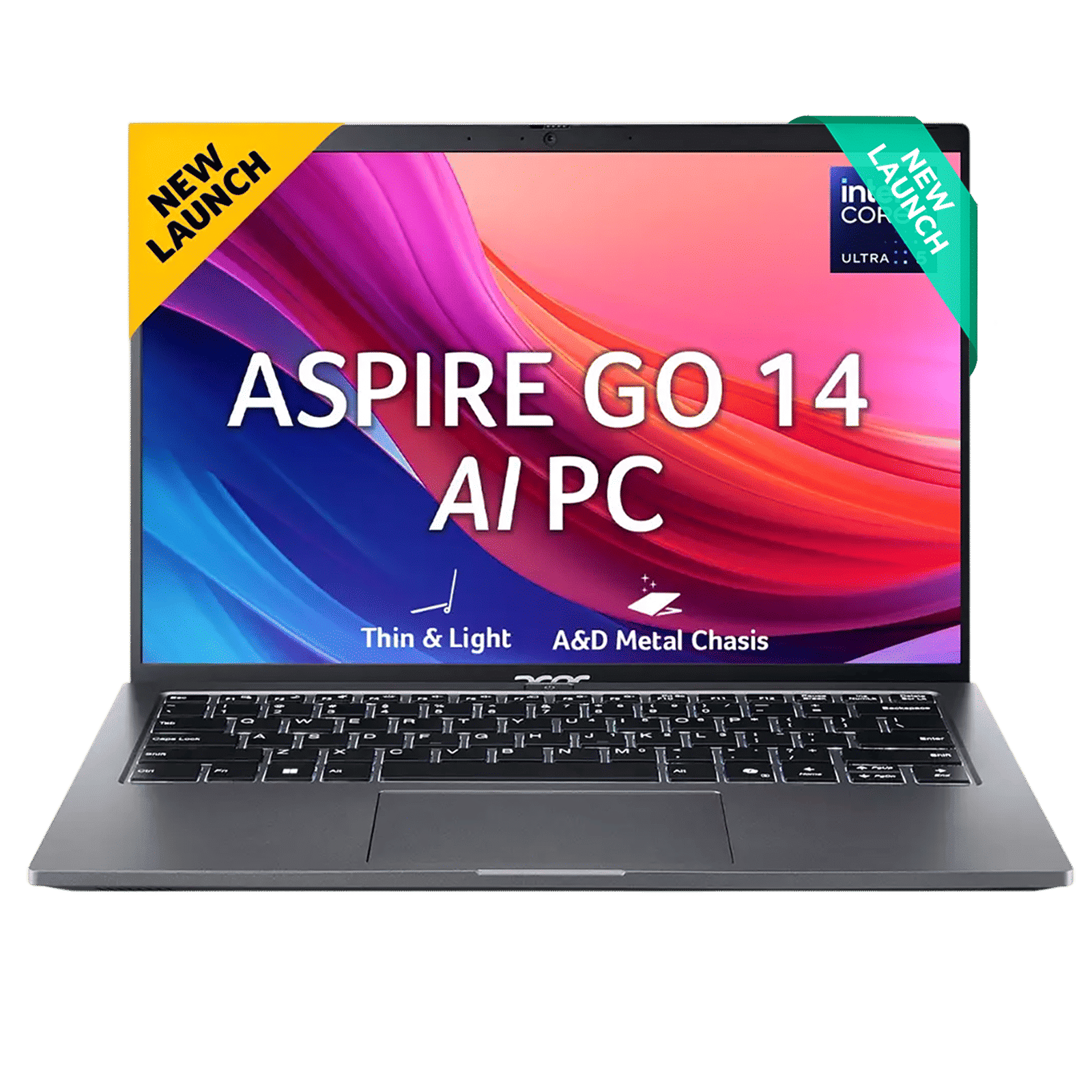 Acer Aspire Go 14 Intel Core Ultra 5 Thin & Light Laptop (16GB, 512GB SSD, Windows 11 Home, 14 inch WUXGA IPS Display, MS Office, Steel Gray, 1.5 KG)