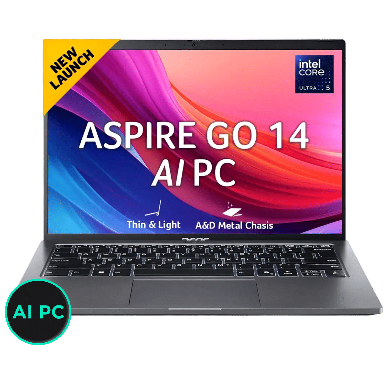 Acer Aspire Go 14 Intel Core Ultra 5 Thin & Light Laptop (16GB, 512GB SSD, Windows 11 Home, 14 inch WUXGA IPS Display, MS Office, Steel Gray, 1.5 KG)_1