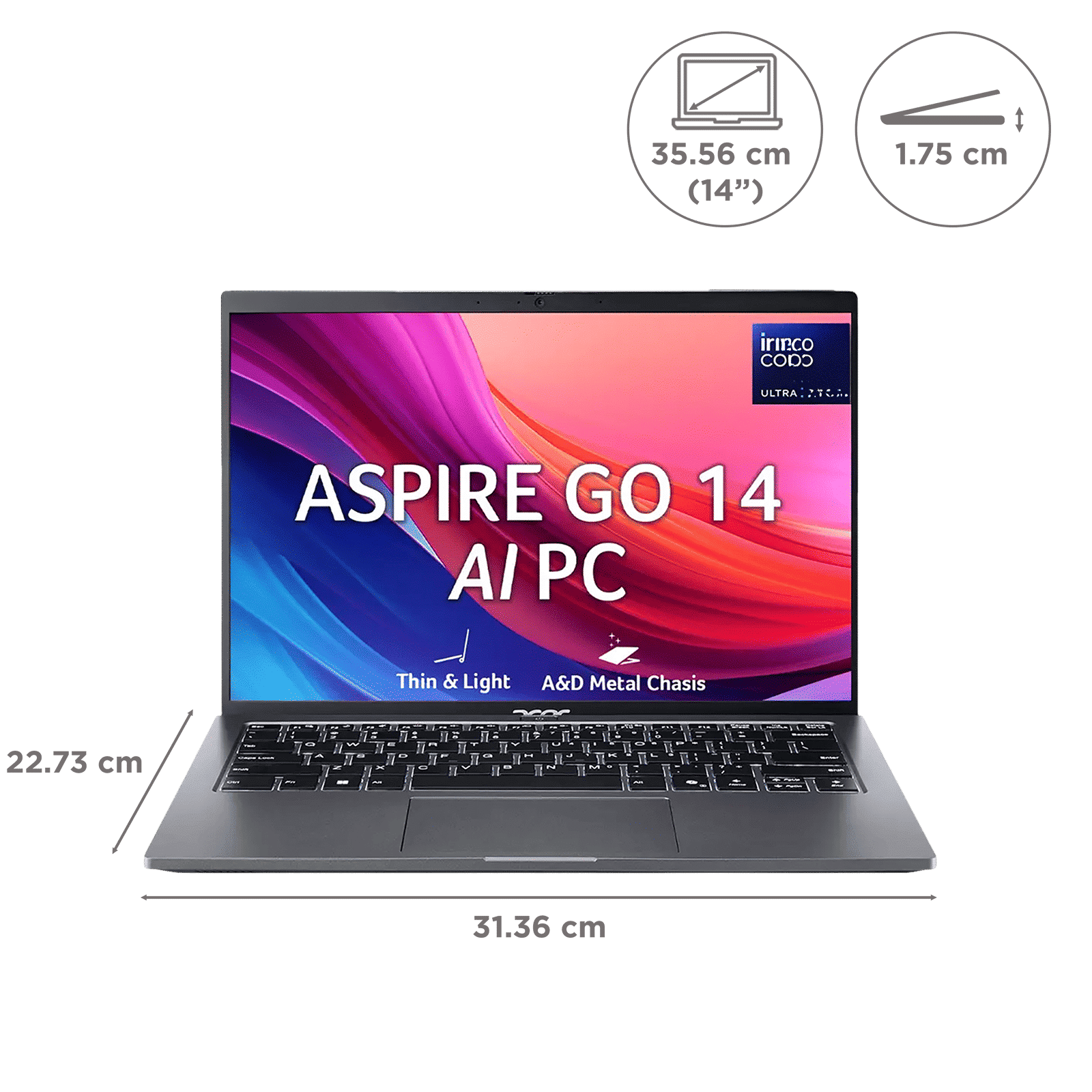 Acer Aspire Go 14 Intel Core Ultra 5 Thin & Light Laptop (16GB, 512GB SSD, Windows 11 Home, 14 inch WUXGA IPS Display, MS Office, Steel Gray, 1.5 KG)_2